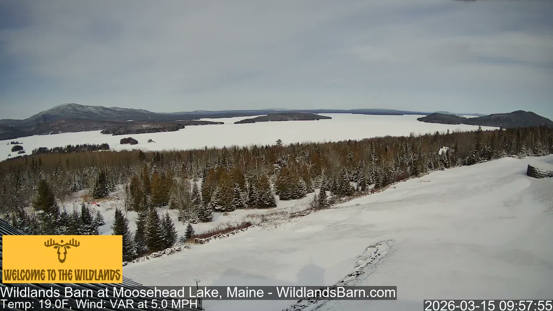 Moosehead Lake View from Wildlands Barn Live Cam - Northwest Piscataquis, Piscataquis, Maine, USA