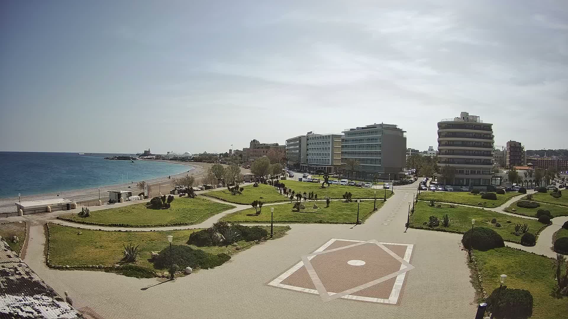 Rhodes, Paralia Enidriou Beach & Platia Enidriou Plaza Live Cam - Elli Beach, Rhodes (Ródos), Dodacanese, South Aegean (Periféreia Notíou Aigaíou), Greece