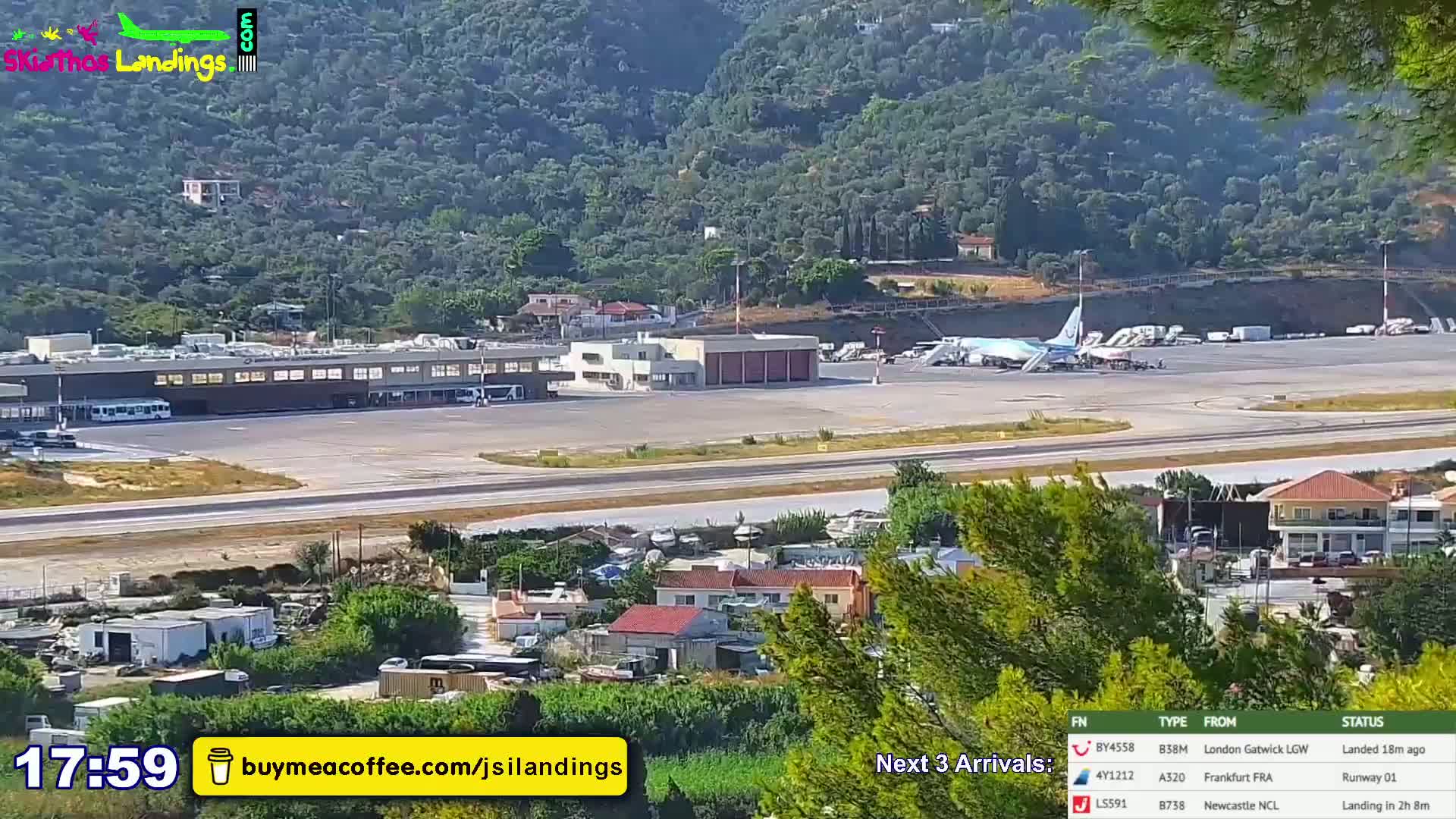 Skiathos Island Alexandros Papadiamantis National Airport Live Cam JSI / LGSK - Xanemos, Skiáthos, Sporades, Thessaly & Central Greece (Thessalía), Greece