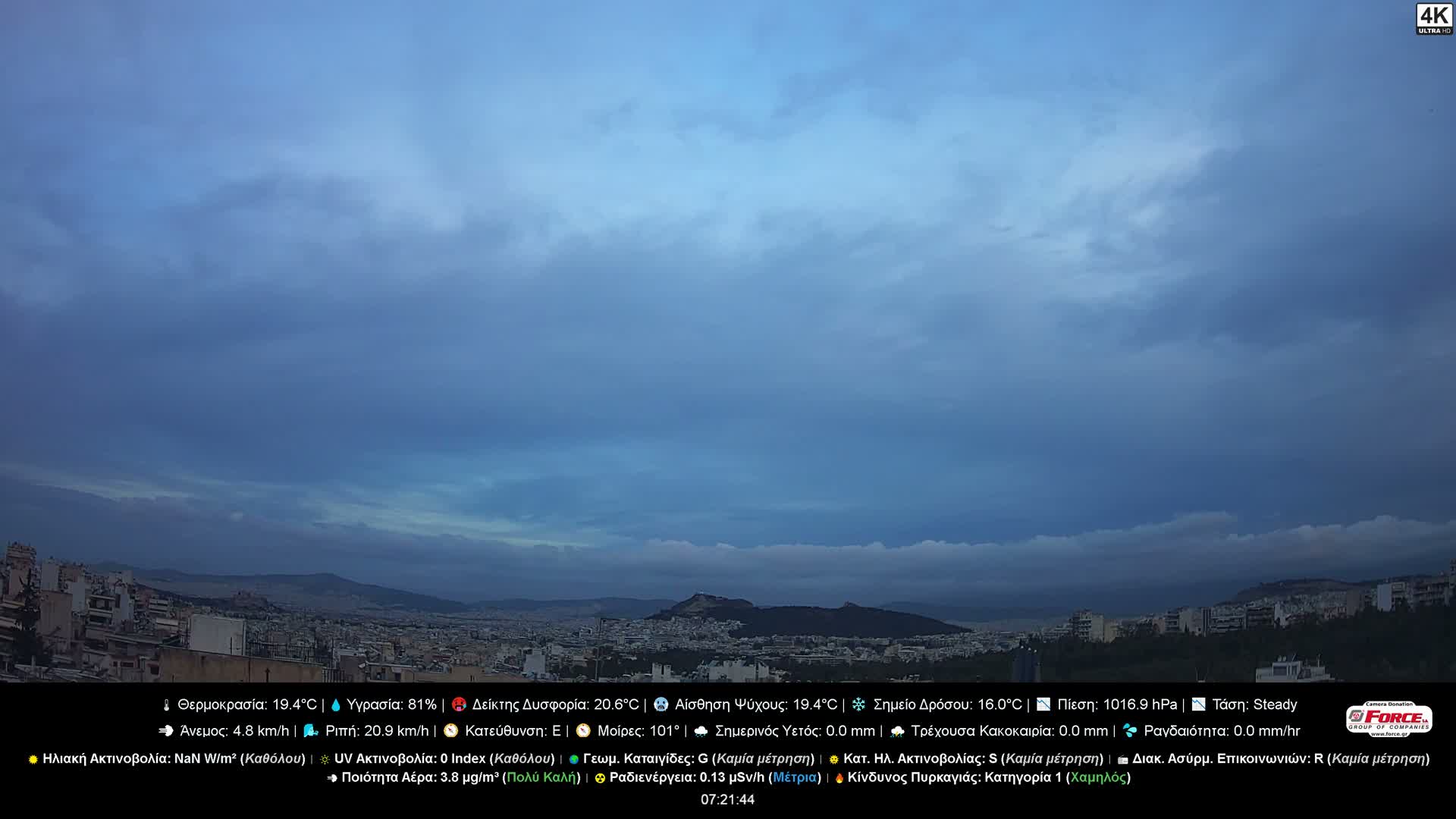 Athens (Athína) Skyline Live Cam - Kaisariani, Central Athens (Kentrikí Athína), Athens (Athína) , Attica (Attikí), Greece