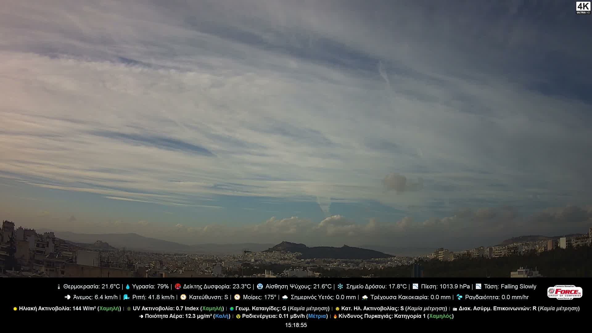 Athens (Athína) Skyline Live Cam - Kaisariani, Central Athens (Kentrikí Athína), Athens (Athína) , Attica (Attikí), Greece