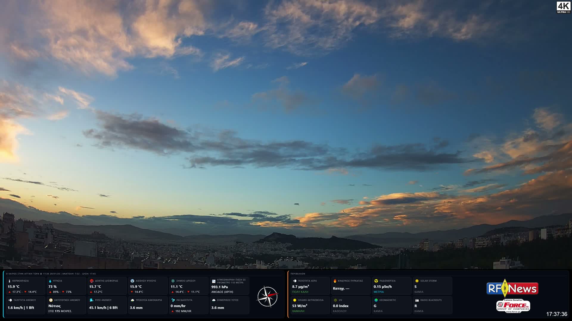 Athens (Athína) Skyline Live Cam - Kaisariani, Central Athens (Kentrikí Athína), Athens (Athína) , Attica (Attikí), Greece