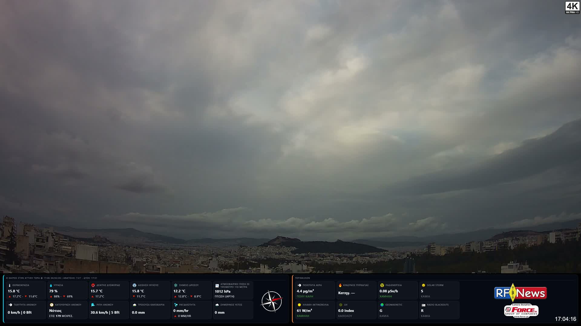Athens (Athína) Skyline Live Cam - Kaisariani, Central Athens (Kentrikí Athína), Athens (Athína) , Attica (Attikí), Greece