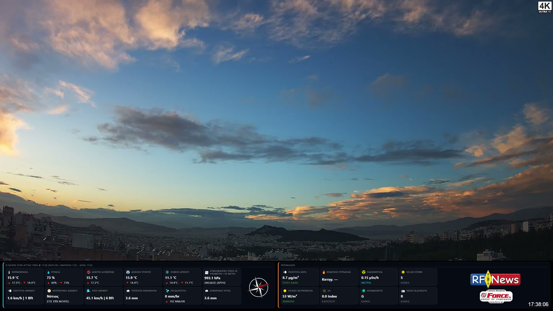 Athens, Hymettus Mountain (Ymittós) & University of Athens (Panepistímio Athinón) View Live Cam - Kaisariani, Central Athens (Kentrikí Athína), Athens (Athína) , Attica (Attikí), Greece
