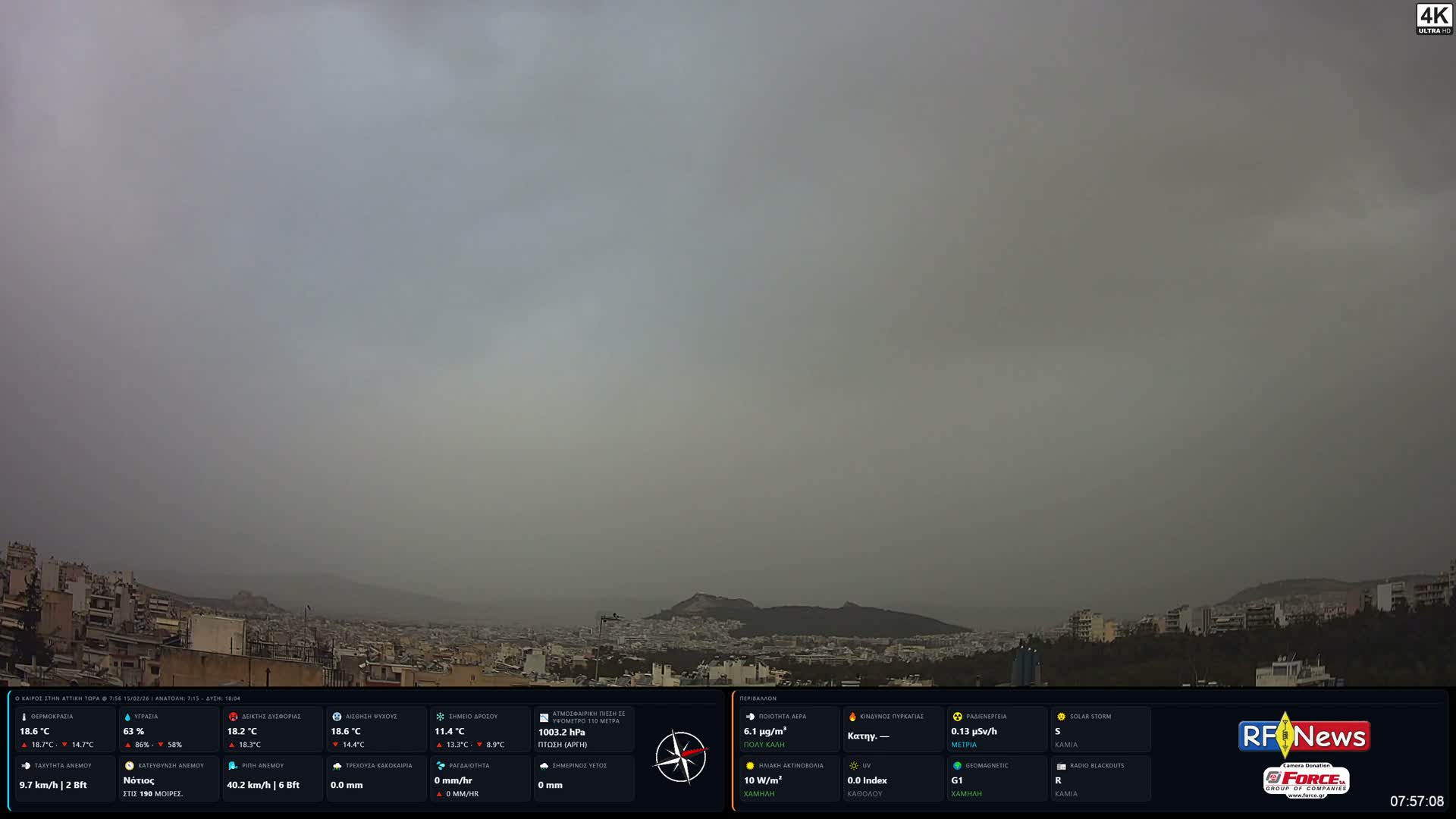 Athens, Hymettus Mountain (Ymittós) & University of Athens (Panepistímio Athinón) View Live Cam - Kaisariani, Central Athens (Kentrikí Athína), Athens (Athína) , Attica (Attikí), Greece