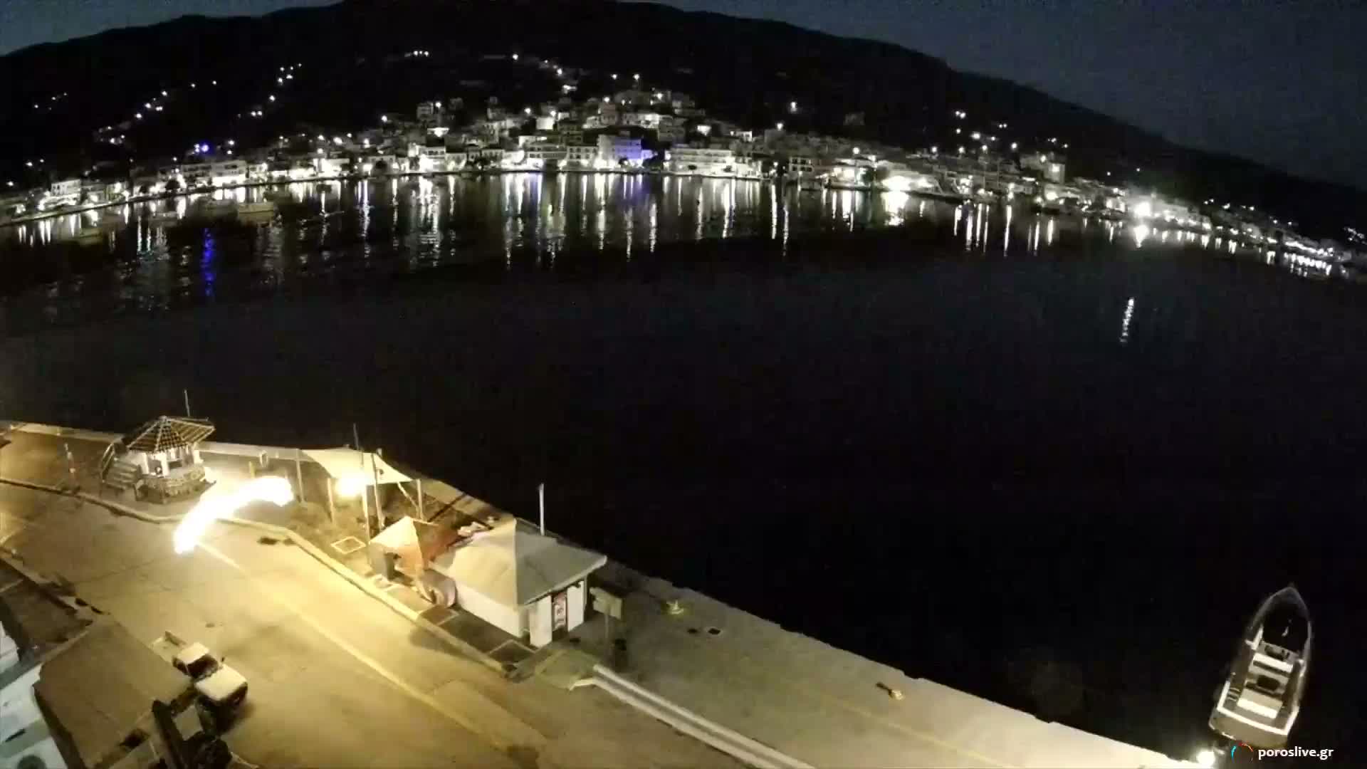 Poros Island, Poros Port &  Galatas Village View from Poros Coast Live Cam - Póros, Islands (Níson), Attica (Attikí), Greece
