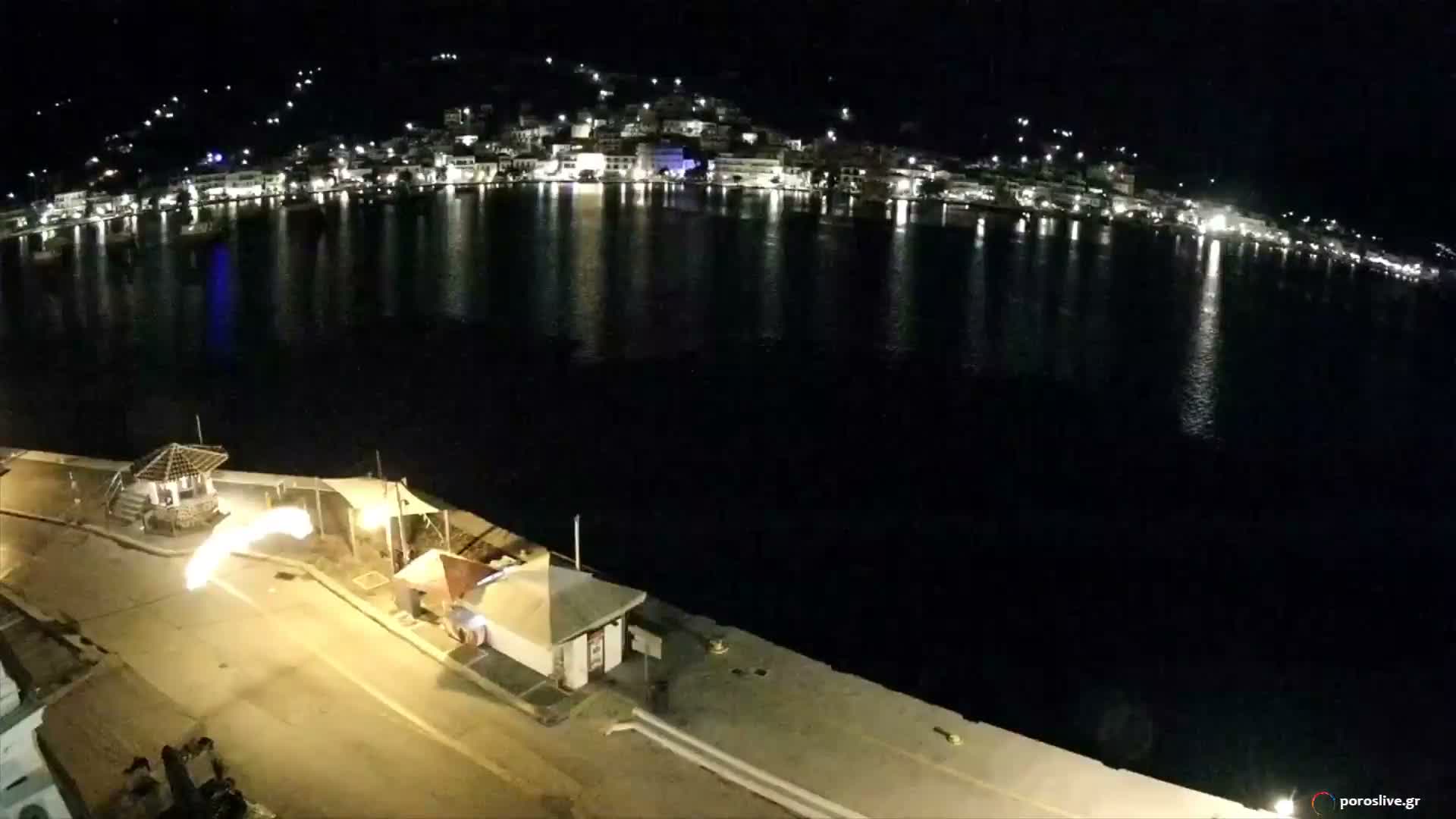 Poros Island, Poros Port &  Galatas Village View from Poros Coast Live Cam - Póros, Islands (Níson), Attica (Attikí), Greece