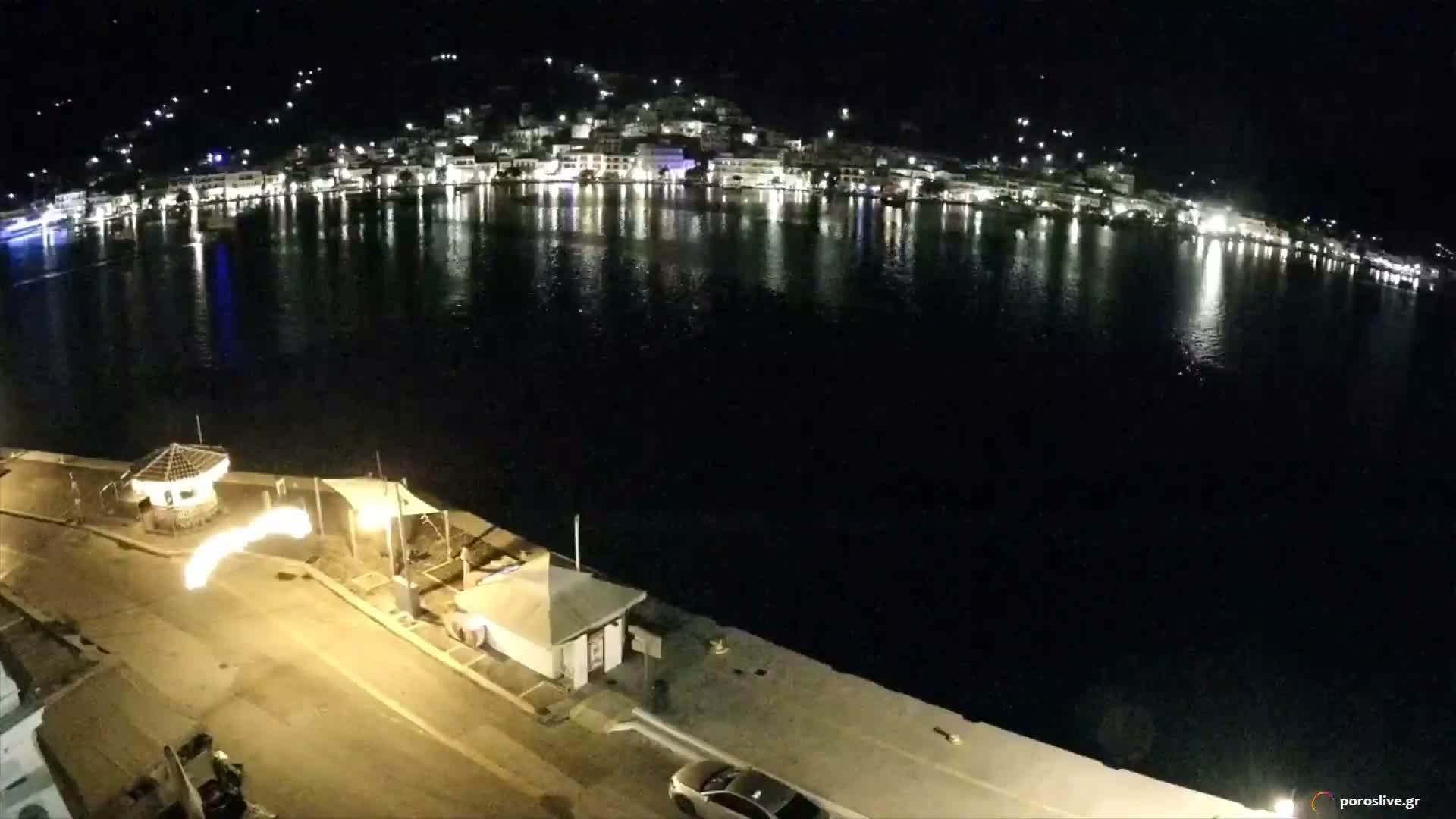Poros Island, Poros Port &  Galatas Village View from Poros Coast Live Cam - Póros, Islands (Níson), Attica (Attikí), Greece