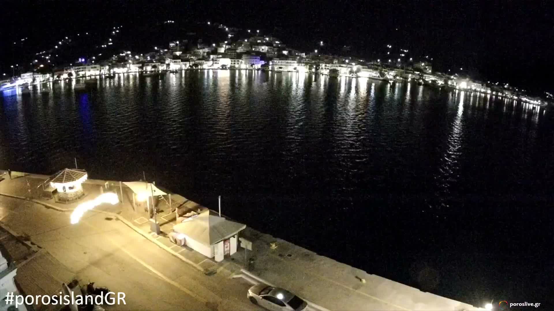 Poros Island, Poros Port &  Galatas Village View from Poros Coast Live Cam - Póros, Islands (Níson), Attica (Attikí), Greece