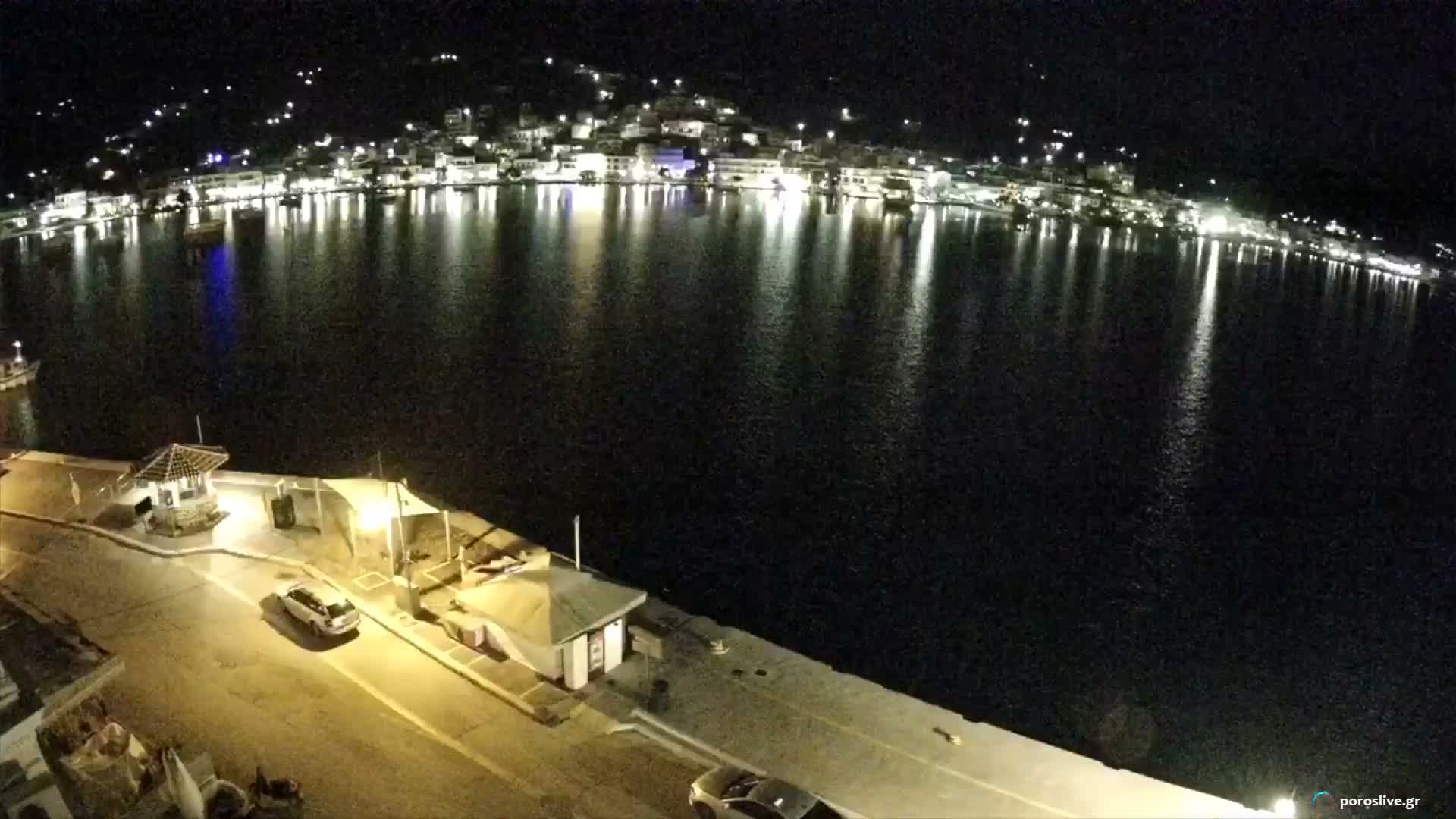 Poros Island, Poros Port &  Galatas Village View from Poros Coast Live Cam - Póros, Islands (Níson), Attica (Attikí), Greece