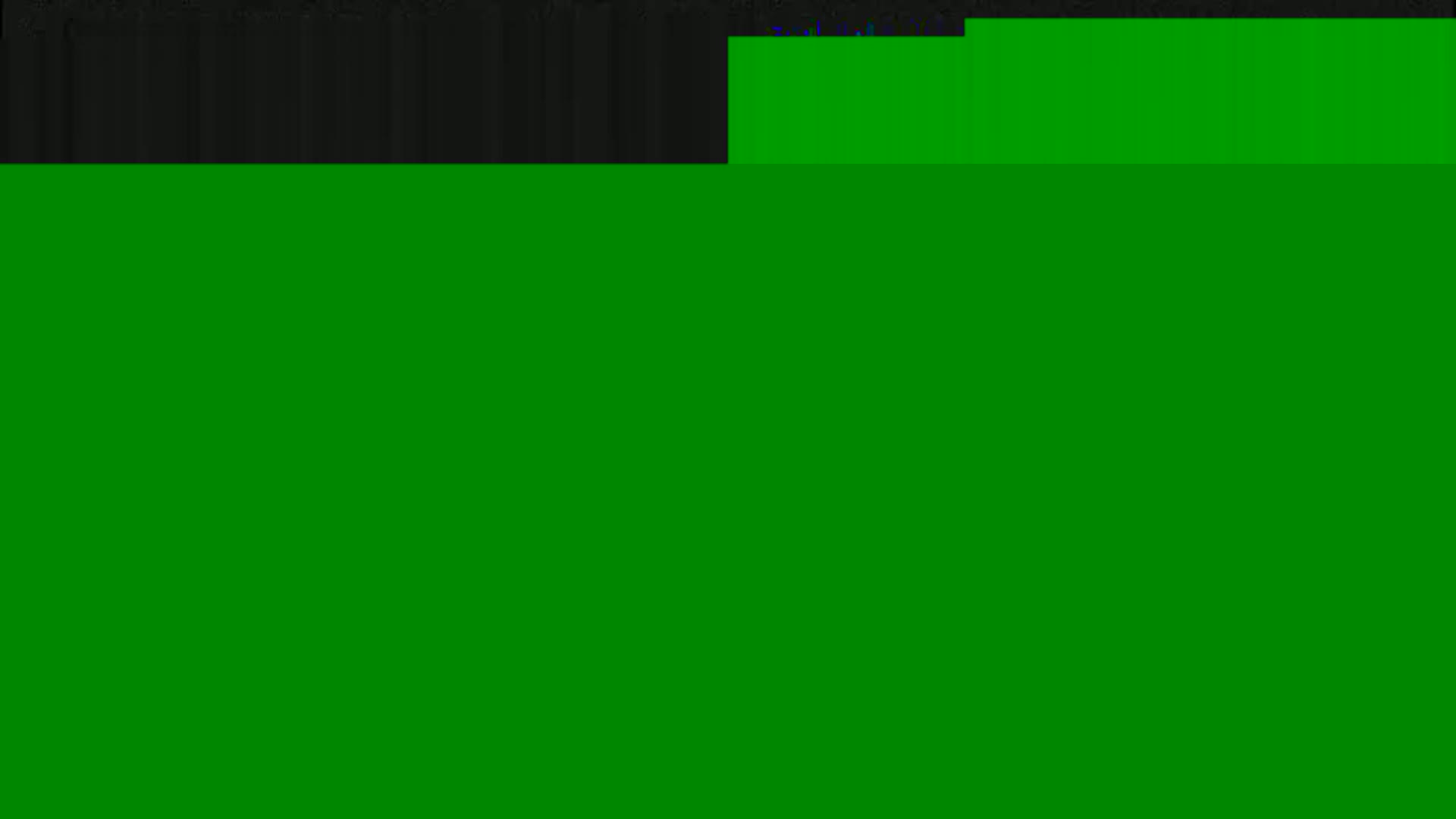 The image shows a mostly green screen with a small section of dark gray at the top.