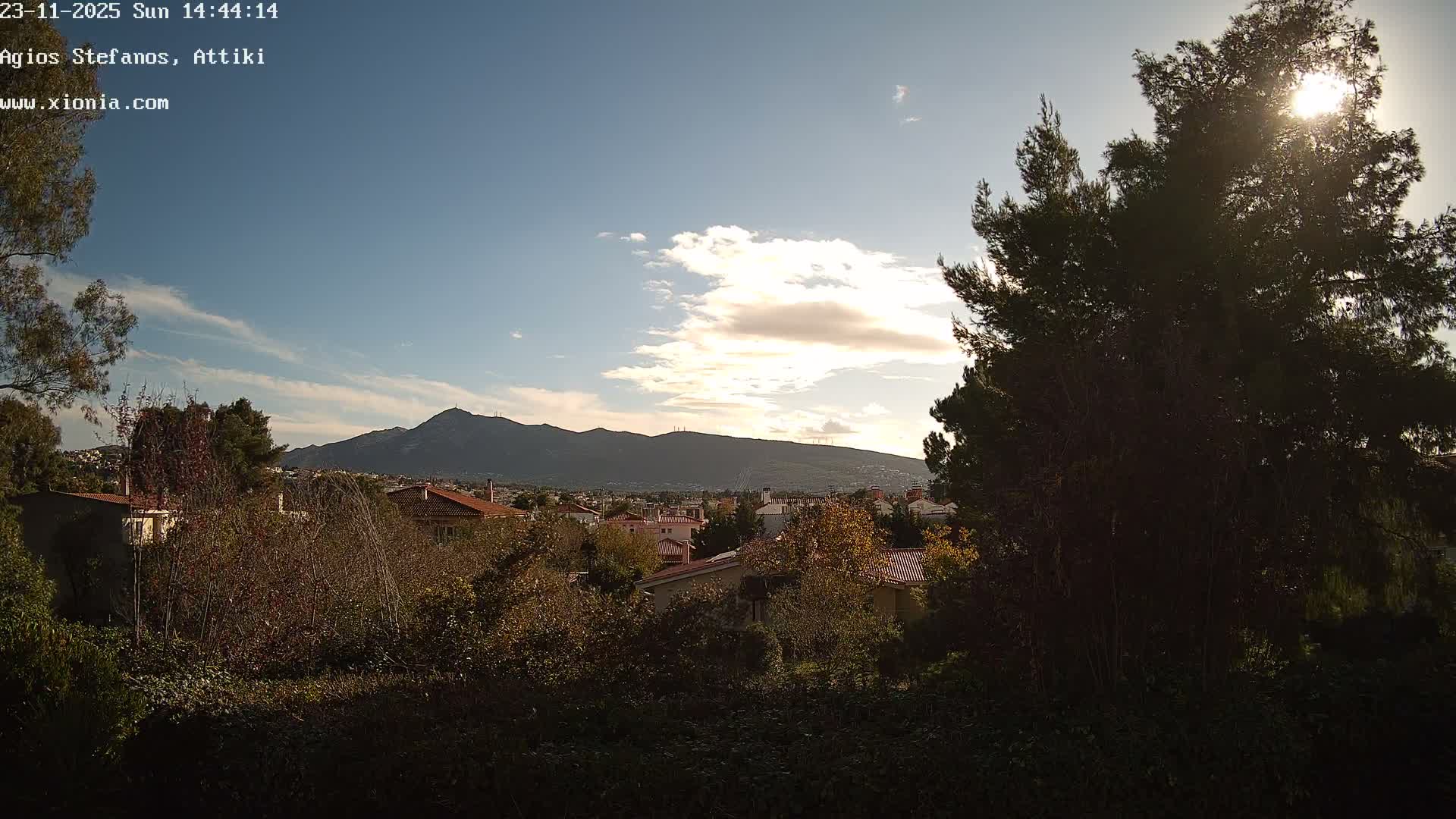Dionysos, Agios Stefanos Skyline & Mount Pentelicus (Pentéli Óros) Live Cam  - Dasos Kouremenou, Ágios Stéfanos, Diónysos, East Attica (Anatolikís Attikís) , Athens (Athína), Attica (Attikí), Greece