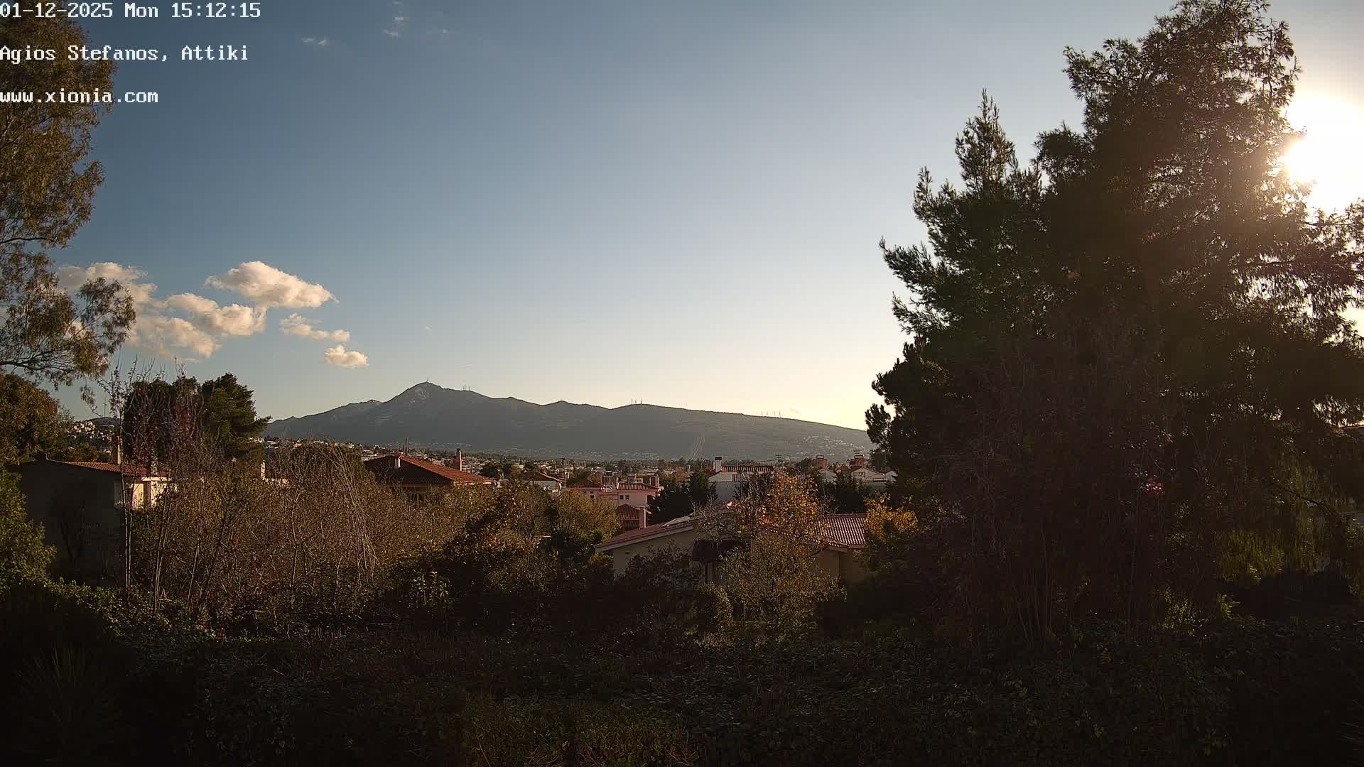 Dionysos, Agios Stefanos Skyline & Mount Pentelicus (Pentéli Óros) Live Cam  - Dasos Kouremenou, Ágios Stéfanos, Diónysos, East Attica (Anatolikís Attikís) , Athens (Athína), Attica (Attikí), Greece