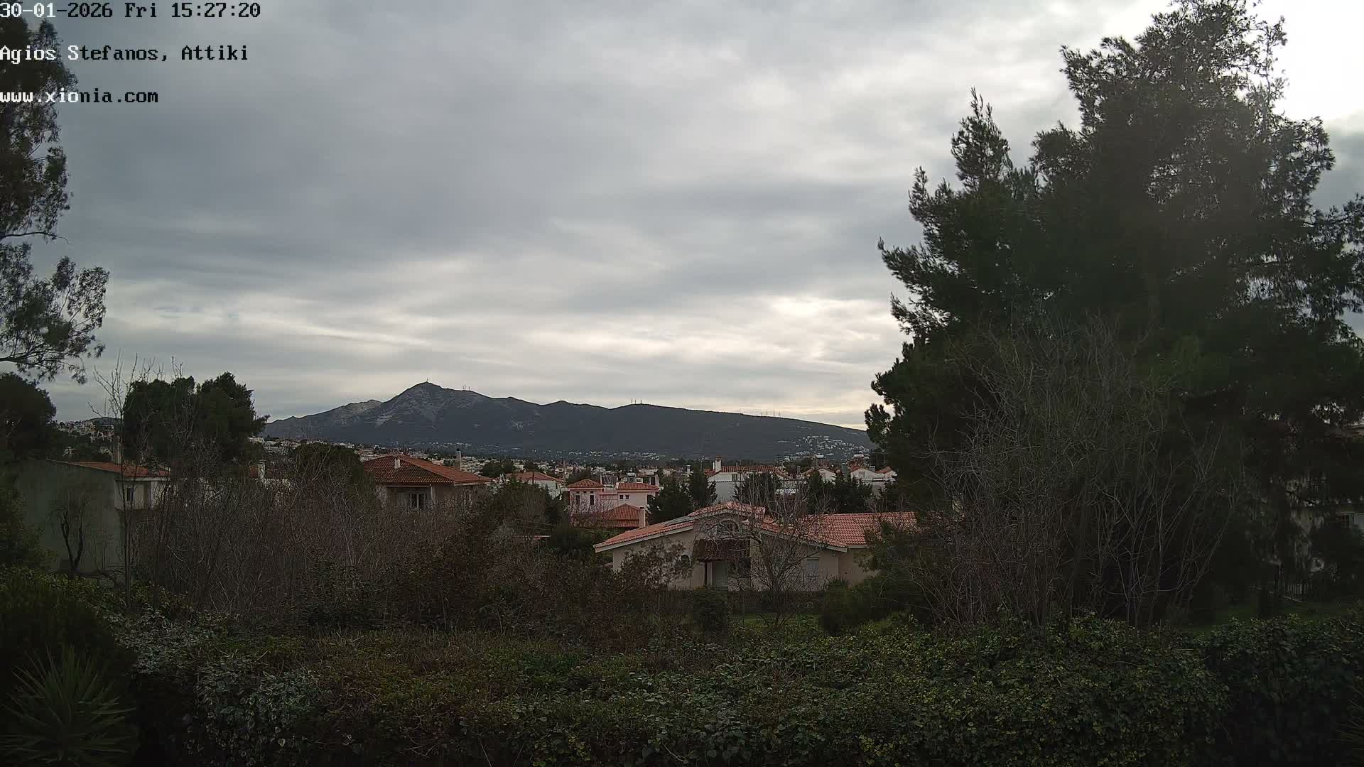 Dionysos, Agios Stefanos Skyline & Mount Pentelicus (Pentéli Óros) Live Cam  - Dasos Kouremenou, Ágios Stéfanos, Diónysos, East Attica (Anatolikís Attikís) , Athens (Athína), Attica (Attikí), Greece