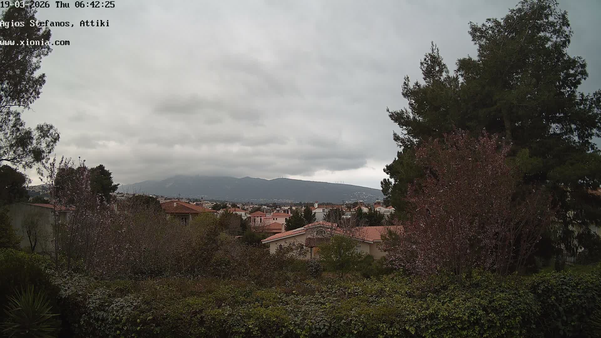 Dionysos, Agios Stefanos Skyline & Mount Pentelicus (Pentéli Óros) Live Cam  - Dasos Kouremenou, Ágios Stéfanos, Diónysos, East Attica (Anatolikís Attikís) , Athens (Athína), Attica (Attikí), Greece