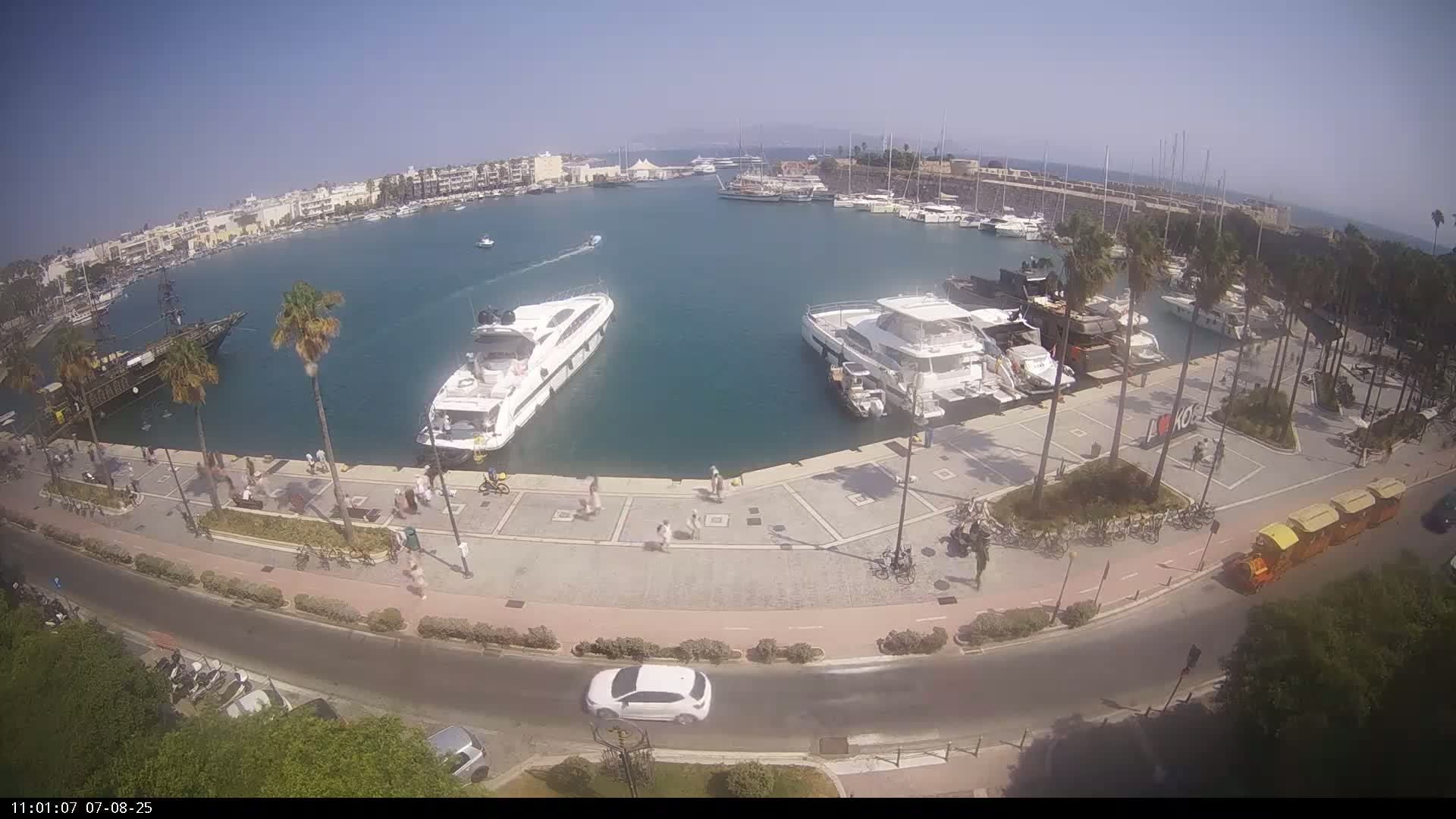 Kos City, Kos Island Harbour, Nerantzia Castle & Turkey Mainland View Live Cam - Kos, Dodacanese,  South Aegean (Periféreia Notíou Aigaíou), Greece