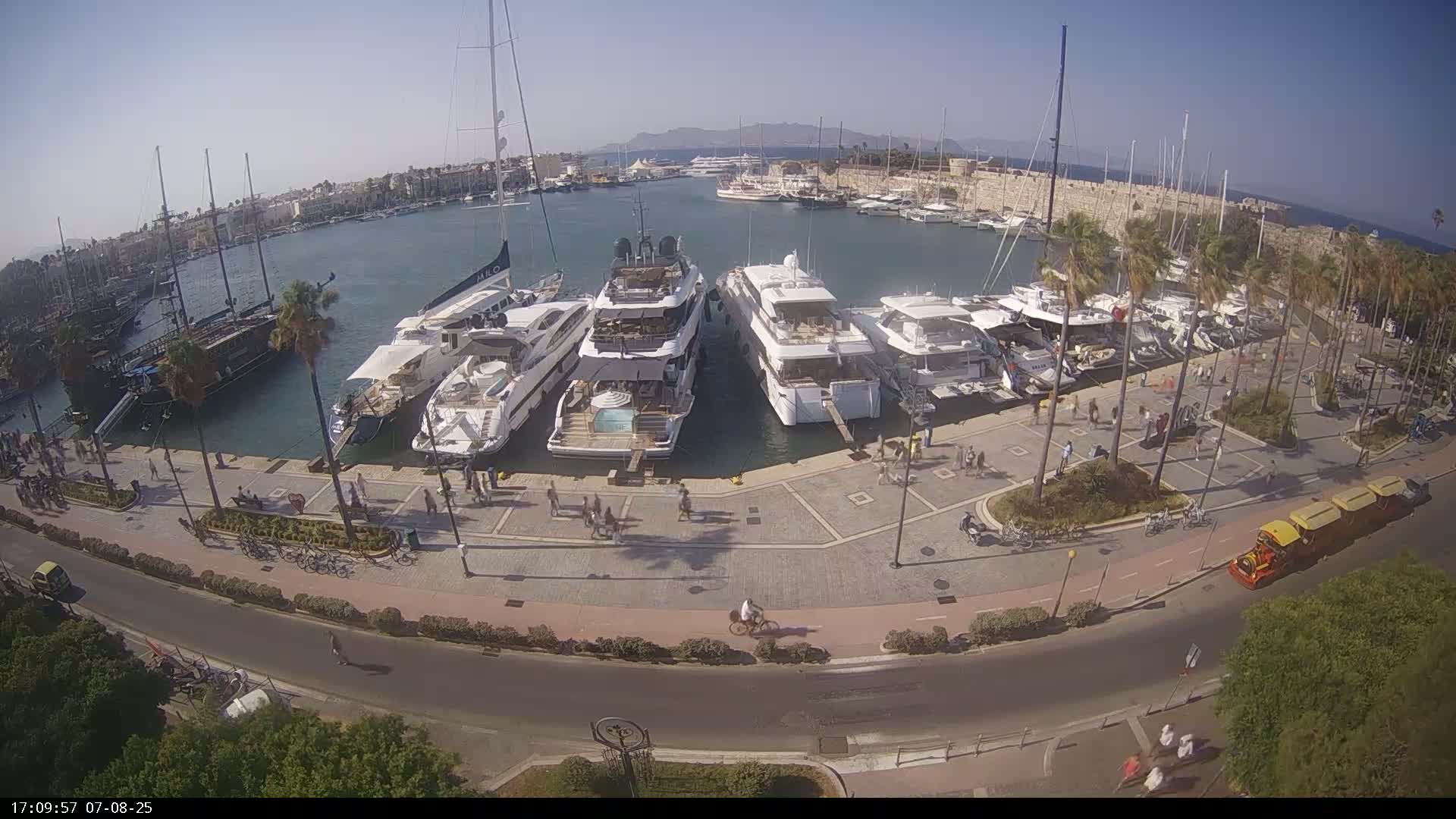 Kos City, Kos Island Harbour, Nerantzia Castle & Turkey Mainland View Live Cam - Kos, Dodacanese,  South Aegean (Periféreia Notíou Aigaíou), Greece