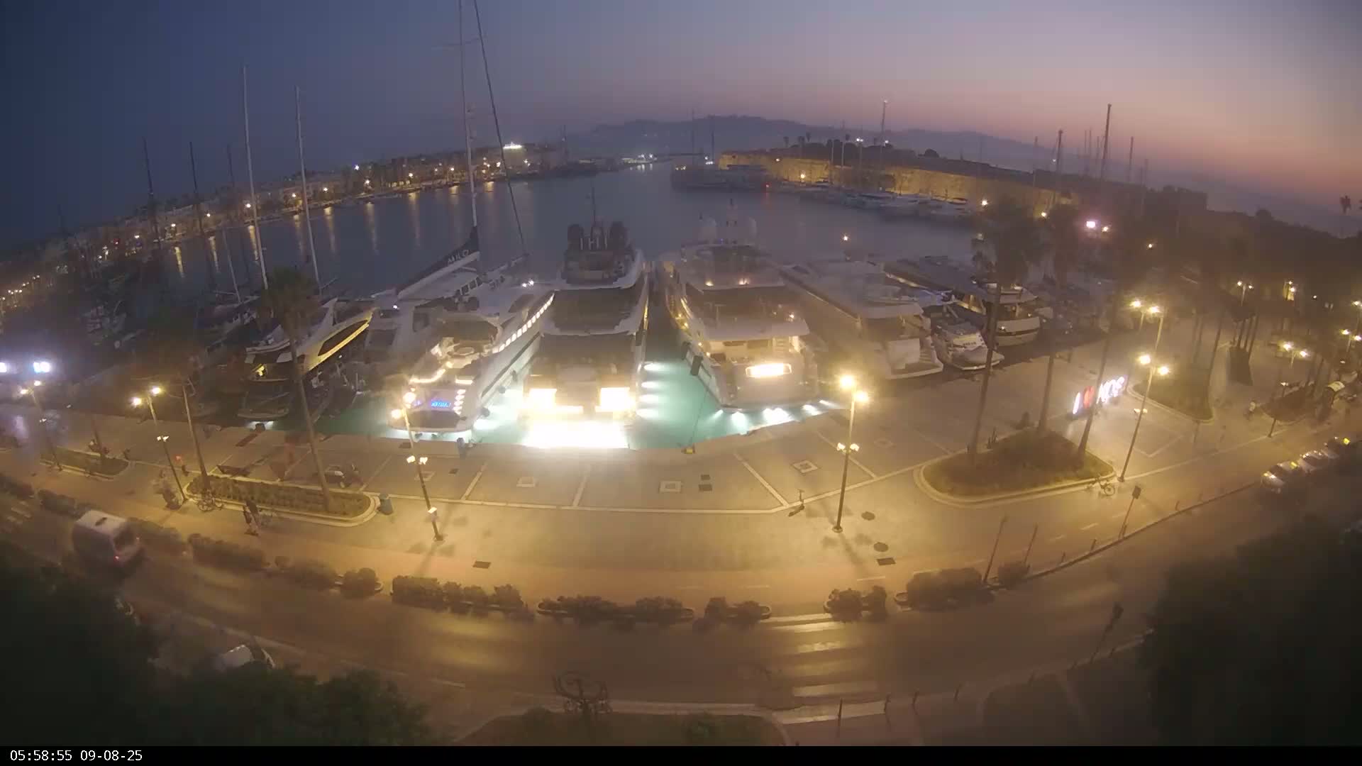 Kos City, Kos Island Harbour, Nerantzia Castle & Turkey Mainland View Live Cam - Kos, Dodacanese,  South Aegean (Periféreia Notíou Aigaíou), Greece