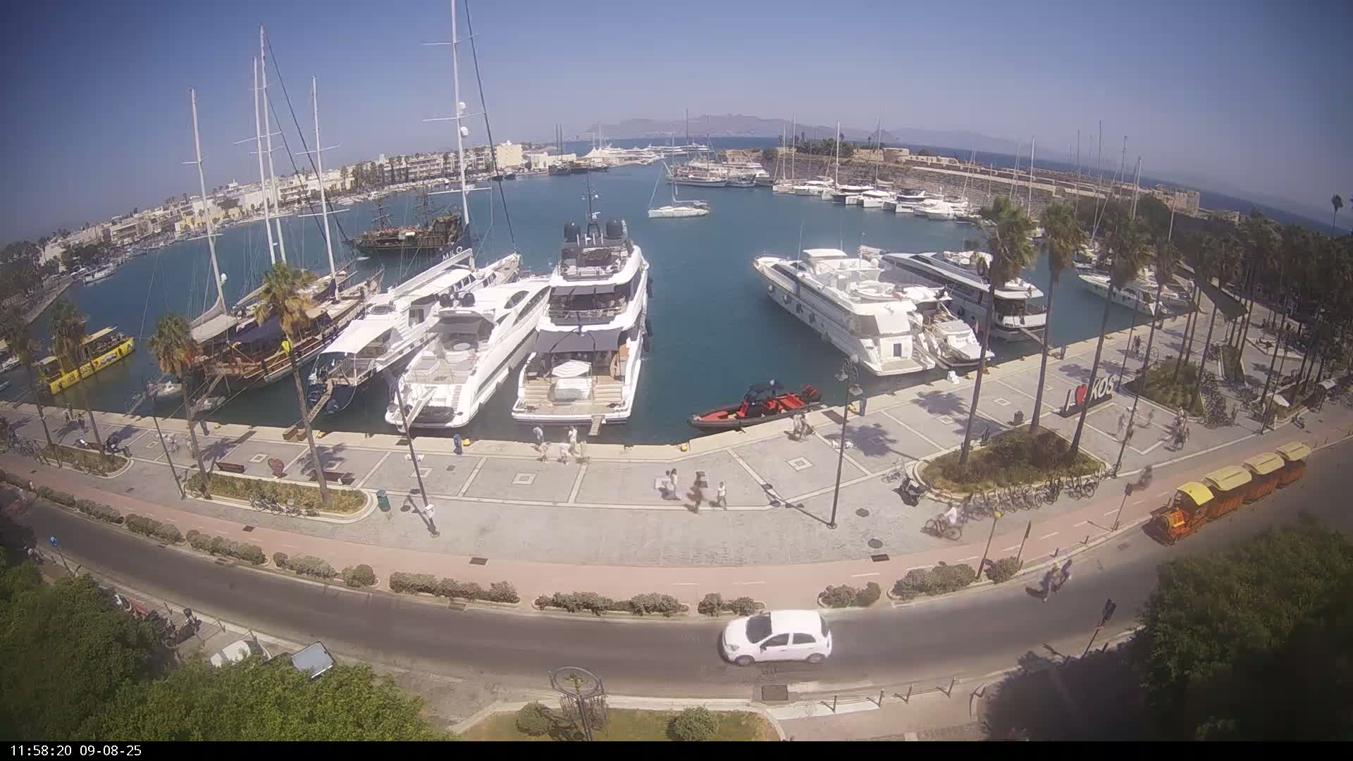 Kos City, Kos Island Harbour, Nerantzia Castle & Turkey Mainland View Live Cam - Kos, Dodacanese,  South Aegean (Periféreia Notíou Aigaíou), Greece