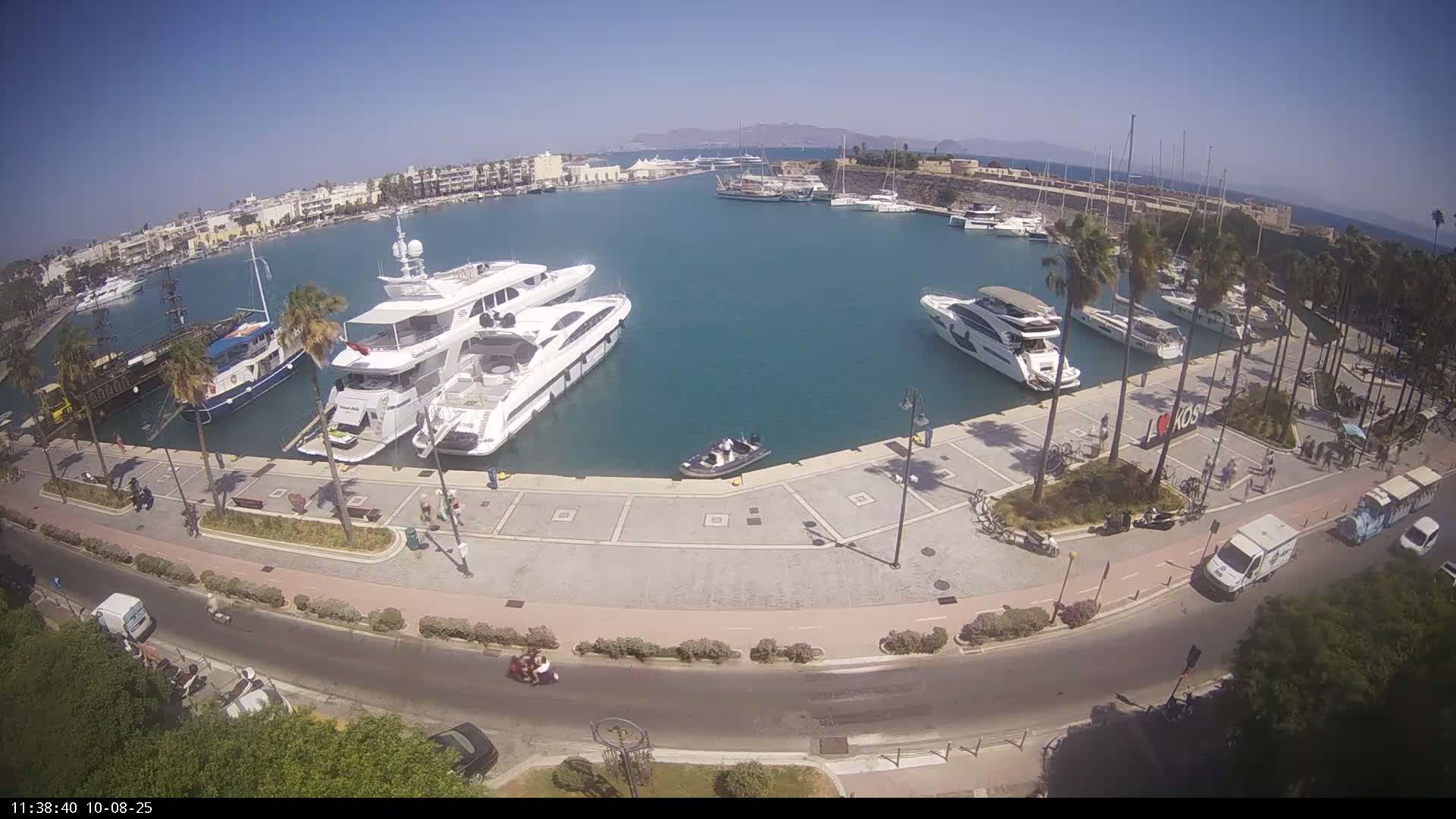 Kos City, Kos Island Harbour, Nerantzia Castle & Turkey Mainland View Live Cam - Kos, Dodacanese,  South Aegean (Periféreia Notíou Aigaíou), Greece
