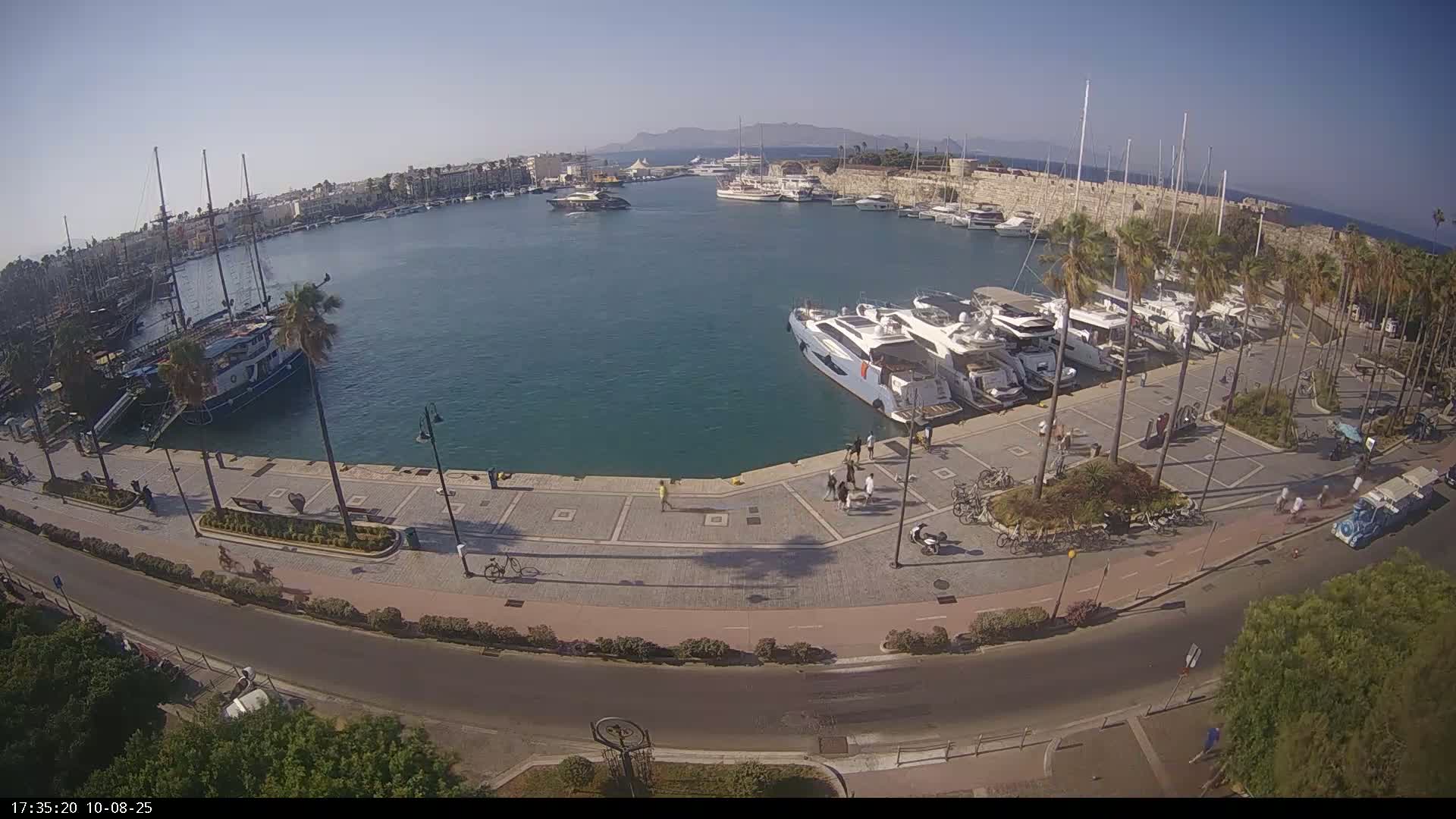 Kos City, Kos Island Harbour, Nerantzia Castle & Turkey Mainland View Live Cam - Kos, Dodacanese,  South Aegean (Periféreia Notíou Aigaíou), Greece