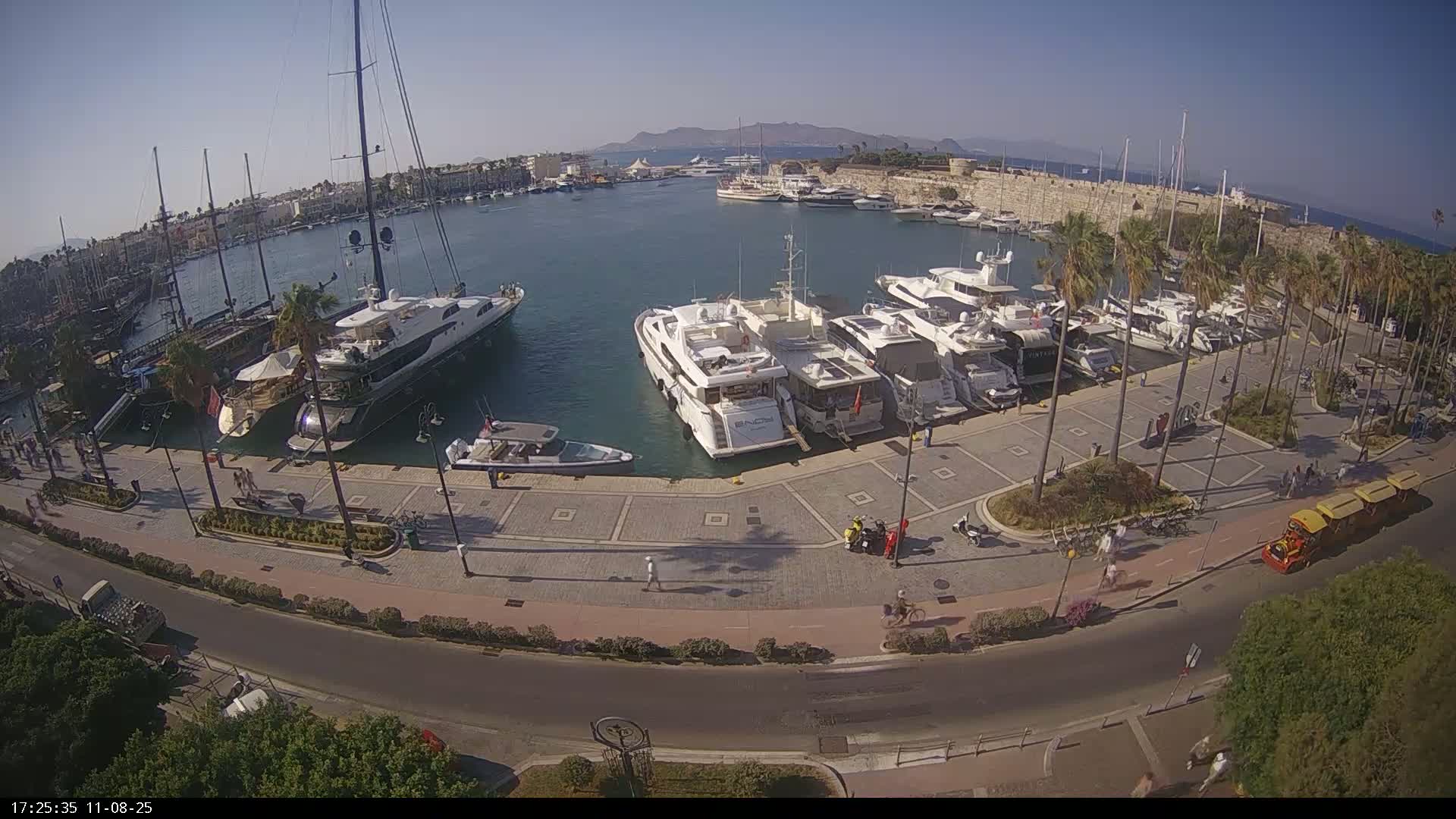 Kos City, Kos Island Harbour, Nerantzia Castle & Turkey Mainland View Live Cam - Kos, Dodacanese,  South Aegean (Periféreia Notíou Aigaíou), Greece