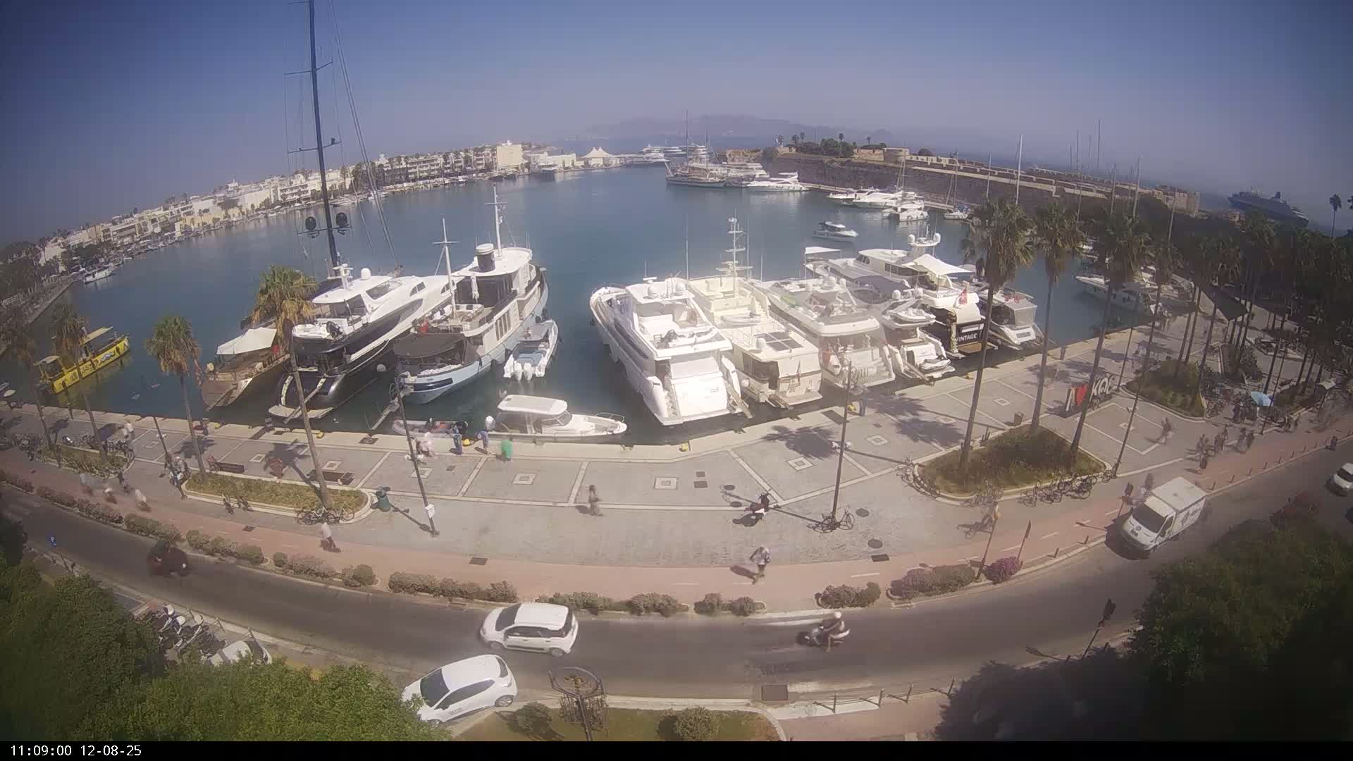 Kos City, Kos Island Harbour, Nerantzia Castle & Turkey Mainland View Live Cam - Kos, Dodacanese,  South Aegean (Periféreia Notíou Aigaíou), Greece