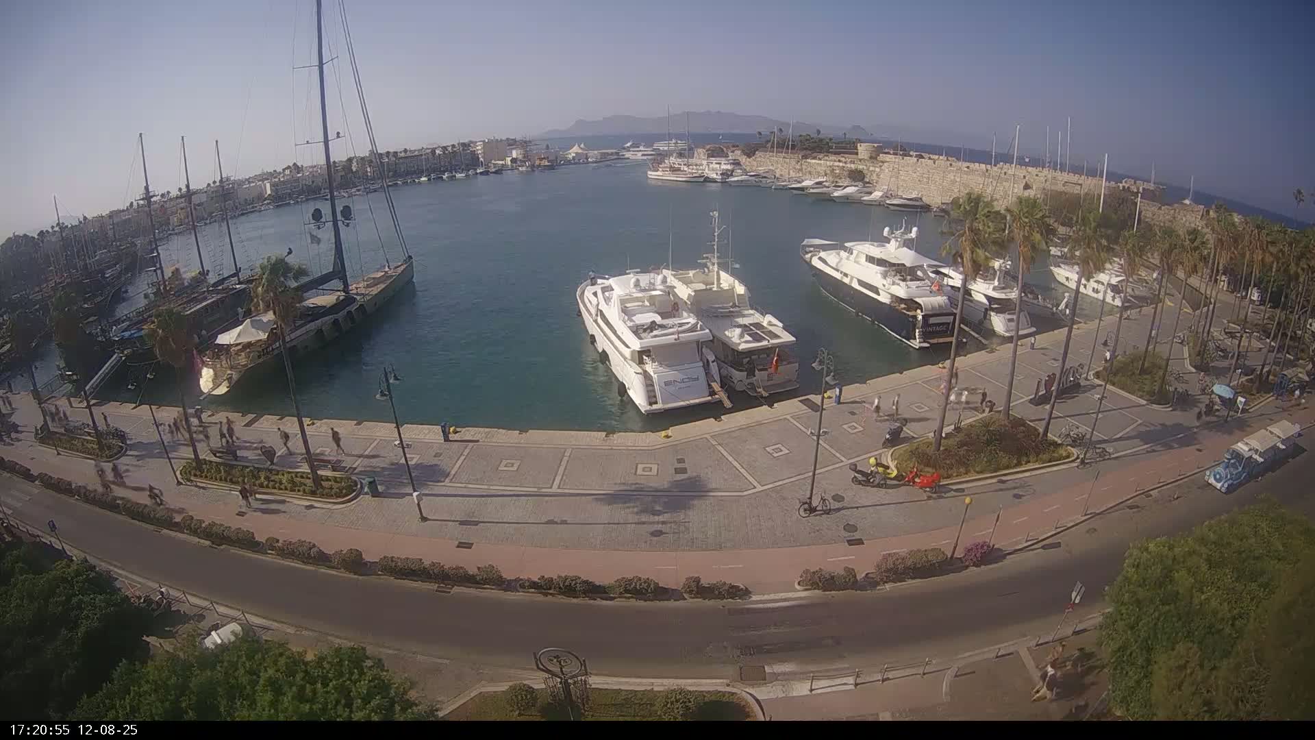 Kos City, Kos Island Harbour, Nerantzia Castle & Turkey Mainland View Live Cam - Kos, Dodacanese,  South Aegean (Periféreia Notíou Aigaíou), Greece