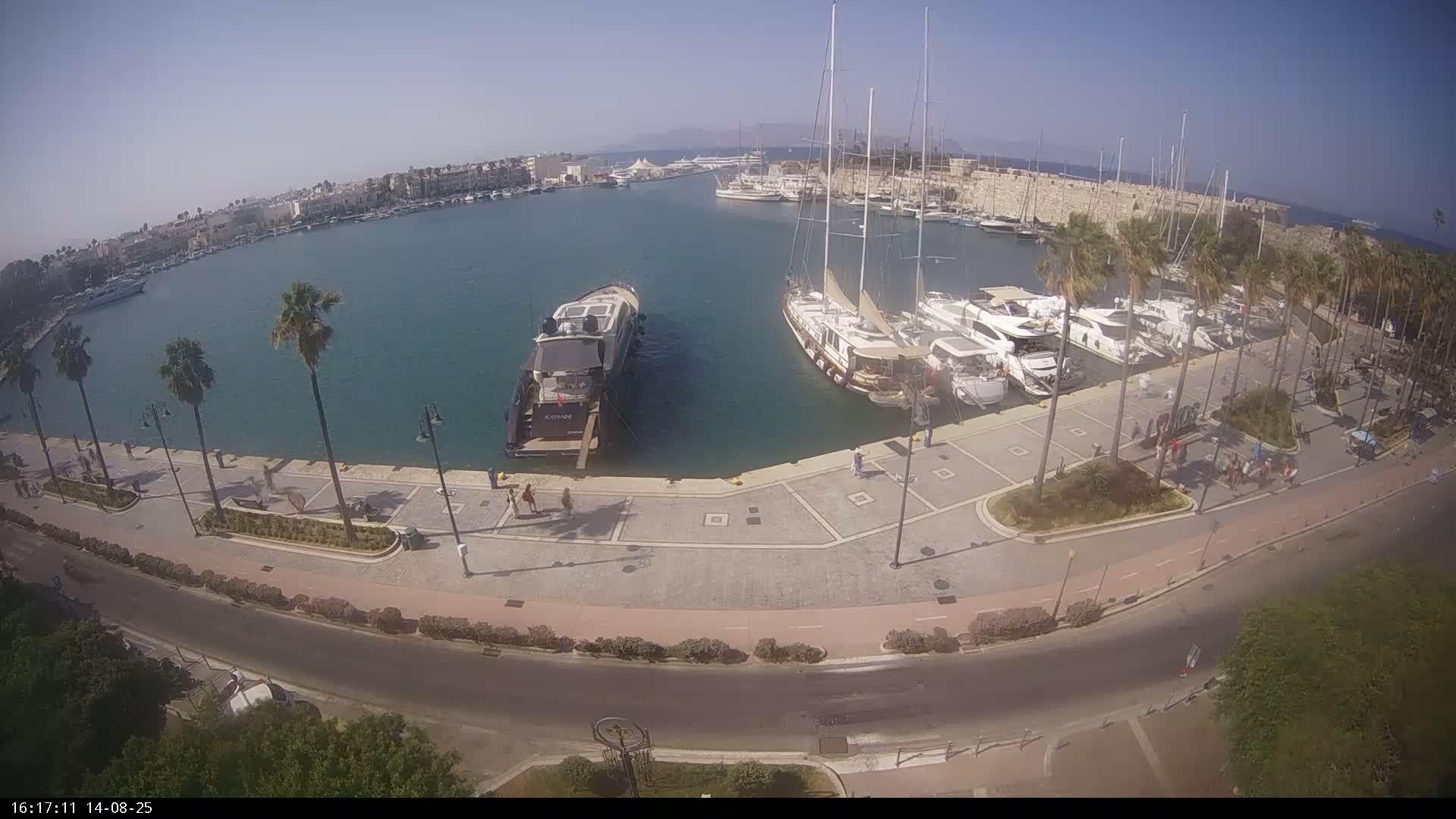 Kos City, Kos Island Harbour, Nerantzia Castle & Turkey Mainland View Live Cam - Kos, Dodacanese,  South Aegean (Periféreia Notíou Aigaíou), Greece
