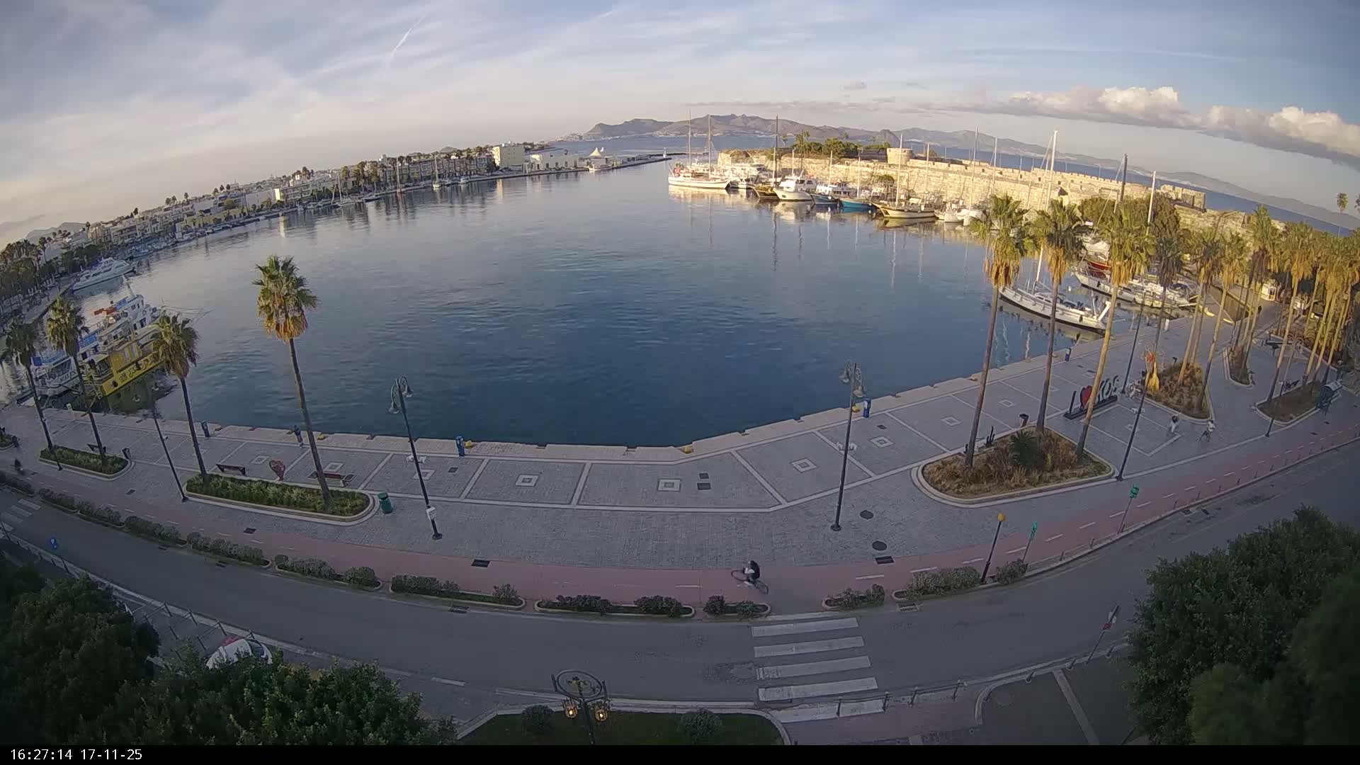 Kos City, Kos Island Harbour, Nerantzia Castle & Turkey Mainland View Live Cam - Kos, Dodacanese,  South Aegean (Periféreia Notíou Aigaíou), Greece