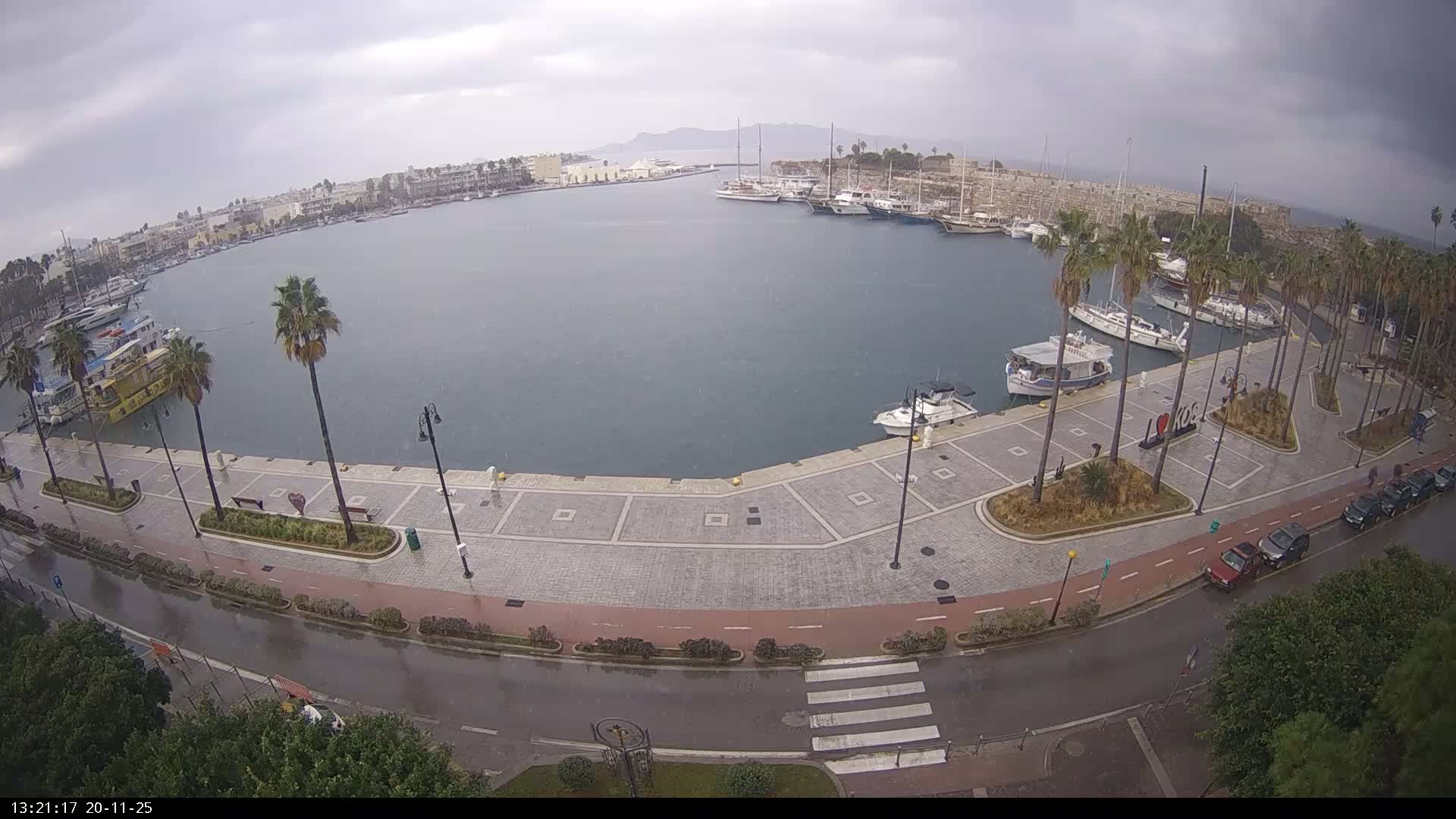 Kos City, Kos Island Harbour, Nerantzia Castle & Turkey Mainland View Live Cam - Kos, Dodacanese,  South Aegean (Periféreia Notíou Aigaíou), Greece