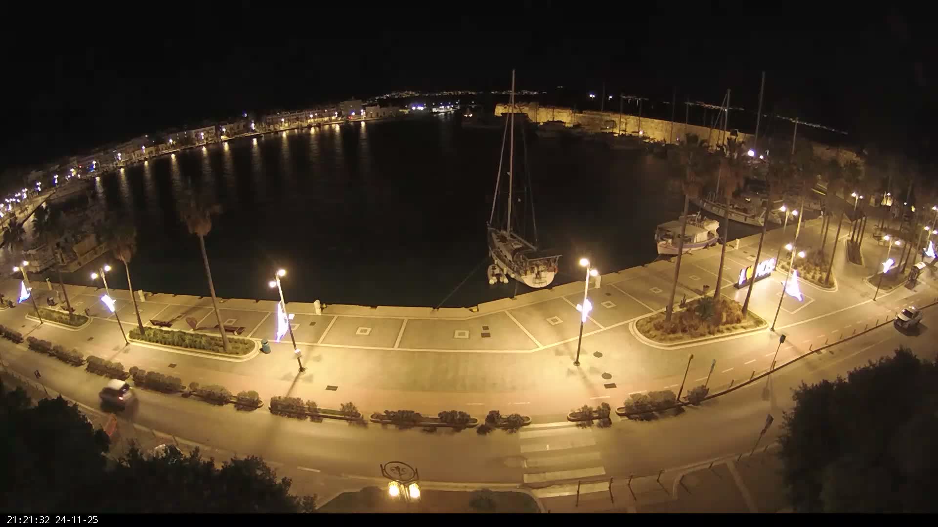 Kos City, Kos Island Harbour, Nerantzia Castle & Turkey Mainland View Live Cam - Kos, Dodacanese,  South Aegean (Periféreia Notíou Aigaíou), Greece