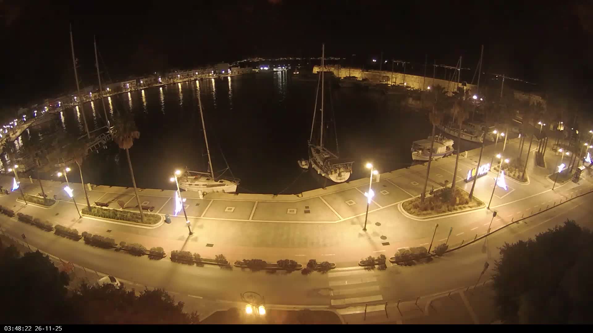 Kos City, Kos Island Harbour, Nerantzia Castle & Turkey Mainland View Live Cam - Kos, Dodacanese,  South Aegean (Periféreia Notíou Aigaíou), Greece