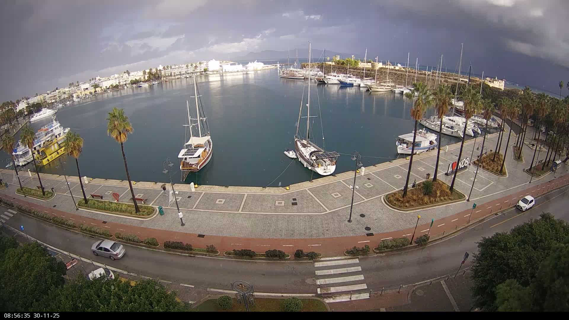 Kos City, Kos Island Harbour, Nerantzia Castle & Turkey Mainland View Live Cam - Kos, Dodacanese,  South Aegean (Periféreia Notíou Aigaíou), Greece