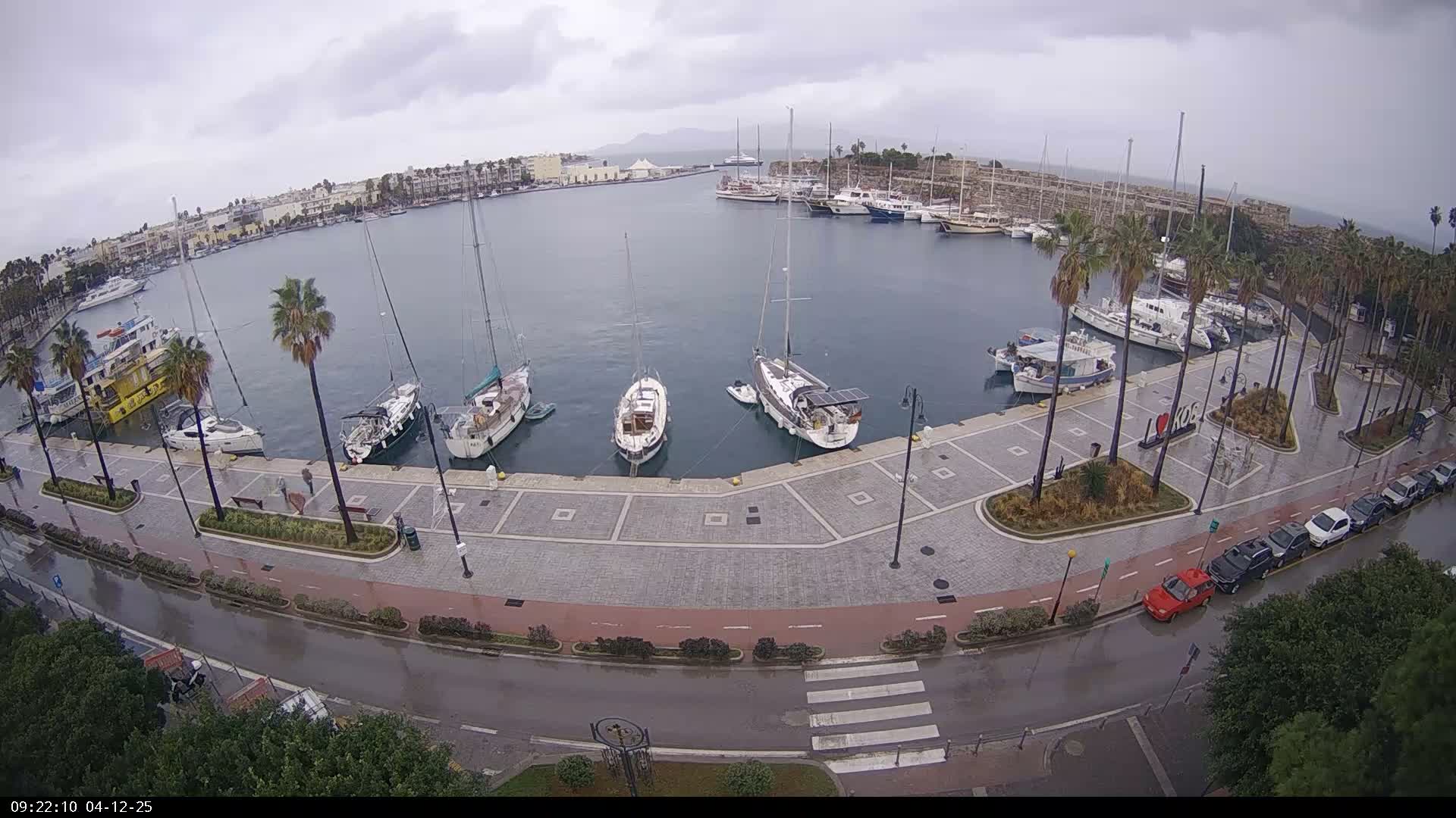 Kos City, Kos Island Harbour, Nerantzia Castle & Turkey Mainland View Live Cam - Kos, Dodacanese,  South Aegean (Periféreia Notíou Aigaíou), Greece