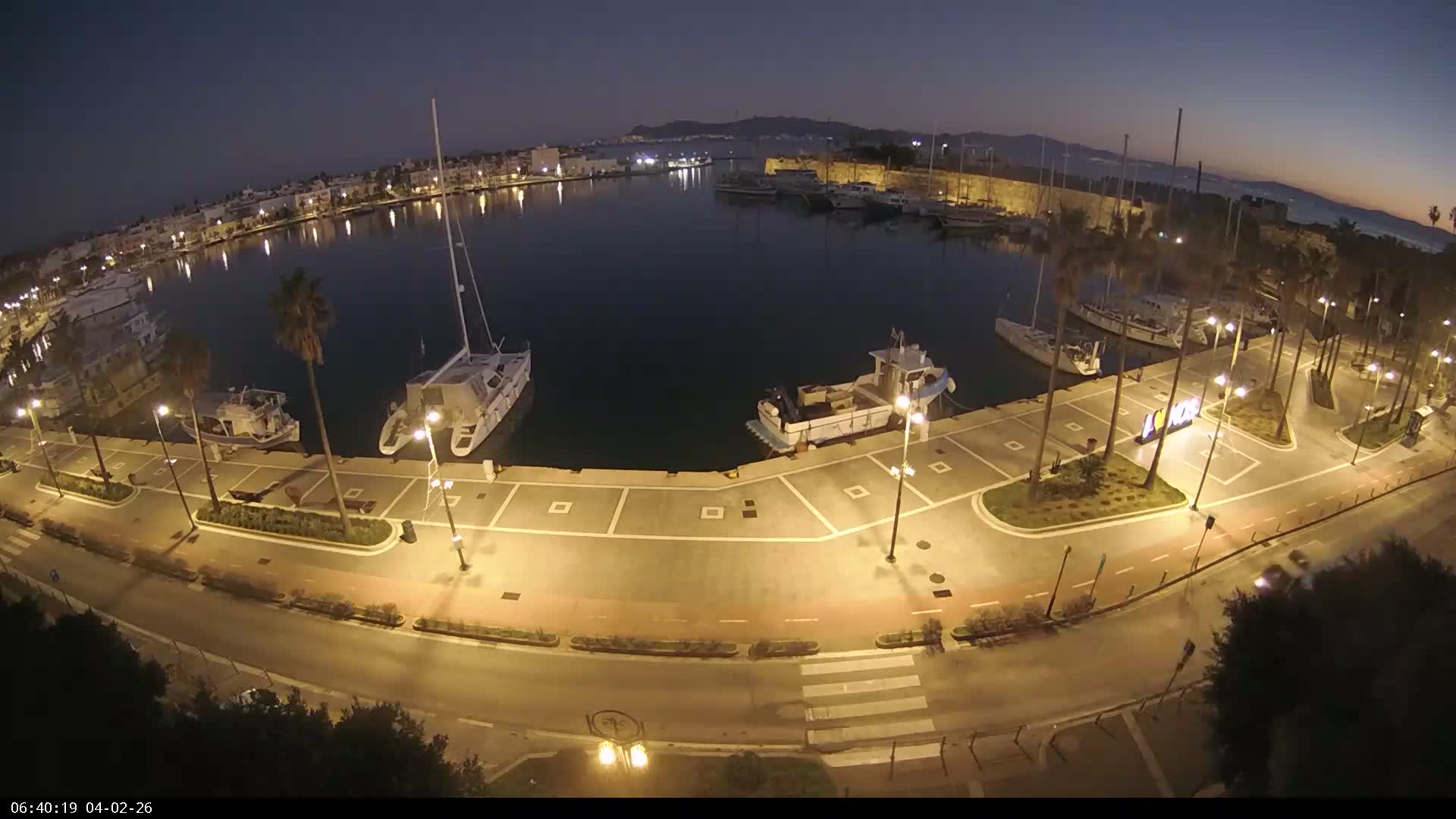 Kos City, Kos Island Harbour, Nerantzia Castle & Turkey Mainland View Live Cam - Kos, Dodacanese,  South Aegean (Periféreia Notíou Aigaíou), Greece