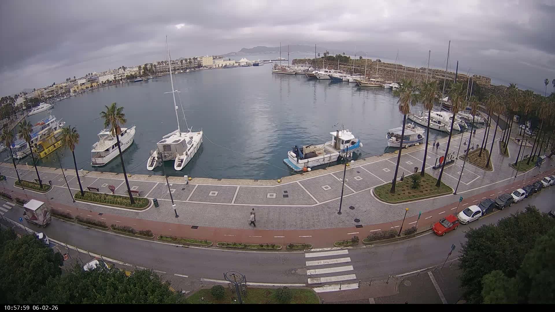 Kos City, Kos Island Harbour, Nerantzia Castle & Turkey Mainland View Live Cam - Kos, Dodacanese,  South Aegean (Periféreia Notíou Aigaíou), Greece