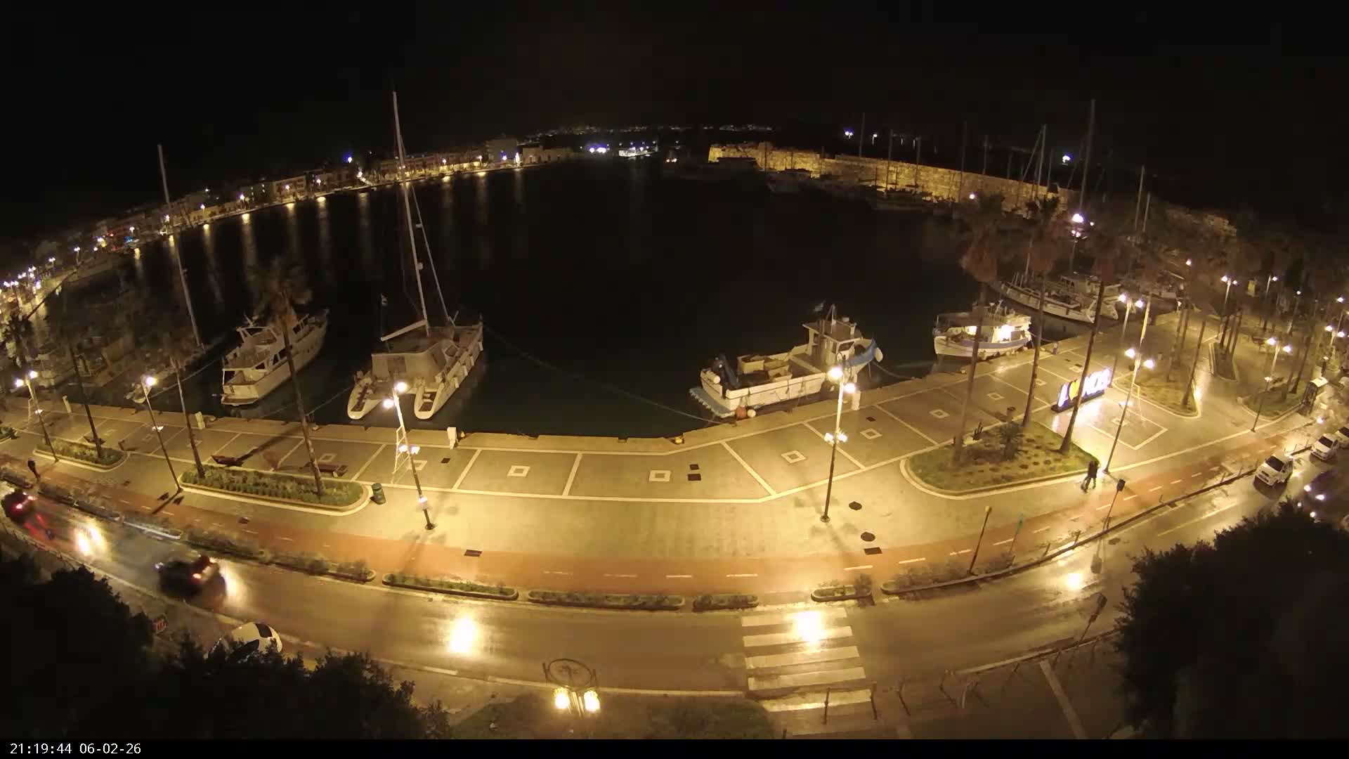 Kos City, Kos Island Harbour, Nerantzia Castle & Turkey Mainland View Live Cam - Kos, Dodacanese,  South Aegean (Periféreia Notíou Aigaíou), Greece