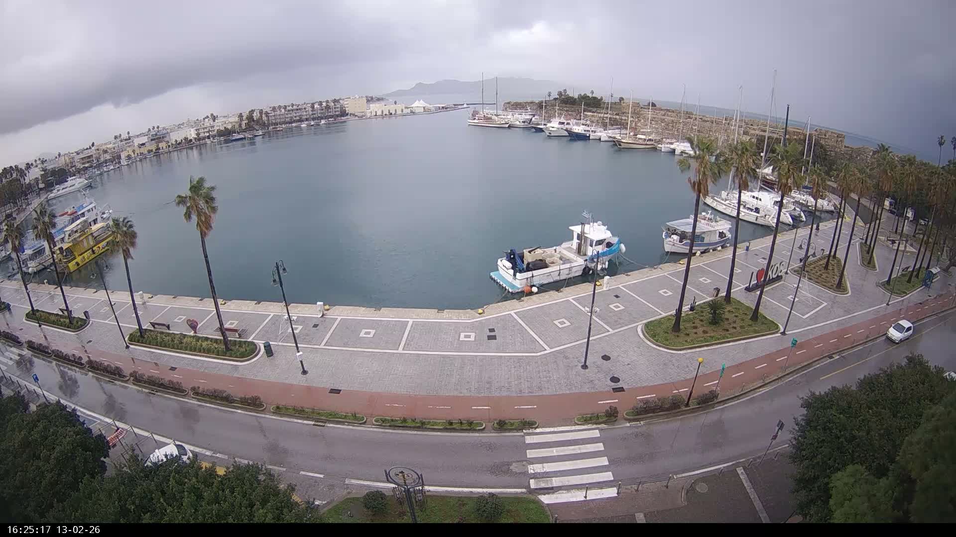 Kos City, Kos Island Harbour, Nerantzia Castle & Turkey Mainland View Live Cam - Kos, Dodacanese,  South Aegean (Periféreia Notíou Aigaíou), Greece