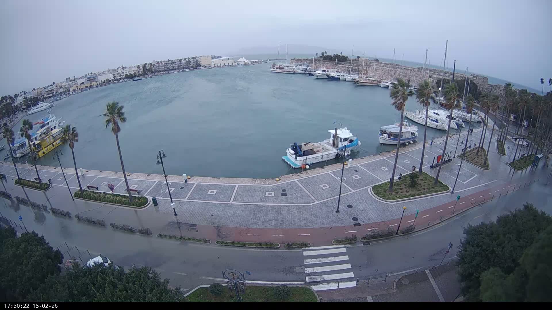 Kos City, Kos Island Harbour, Nerantzia Castle & Turkey Mainland View Live Cam - Kos, Dodacanese,  South Aegean (Periféreia Notíou Aigaíou), Greece