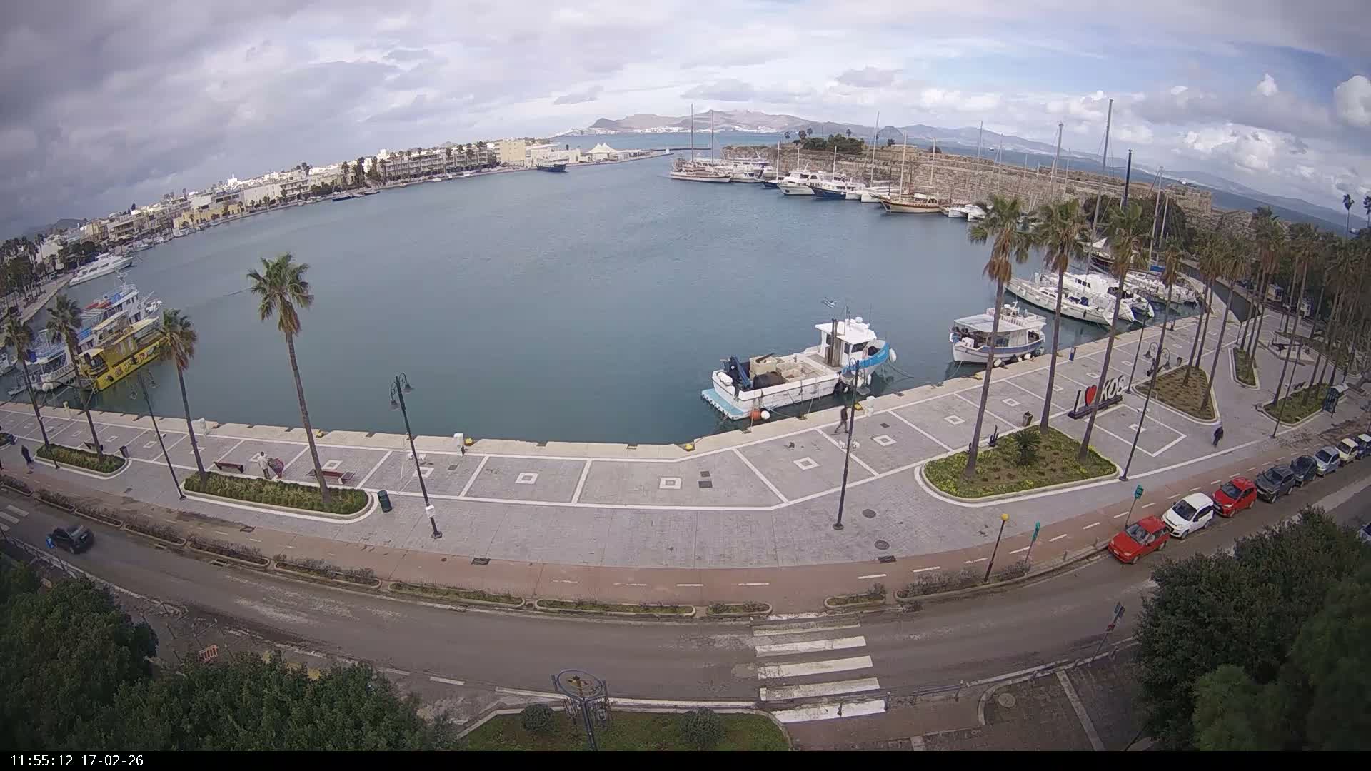 Kos City, Kos Island Harbour, Nerantzia Castle & Turkey Mainland View Live Cam - Kos, Dodacanese,  South Aegean (Periféreia Notíou Aigaíou), Greece