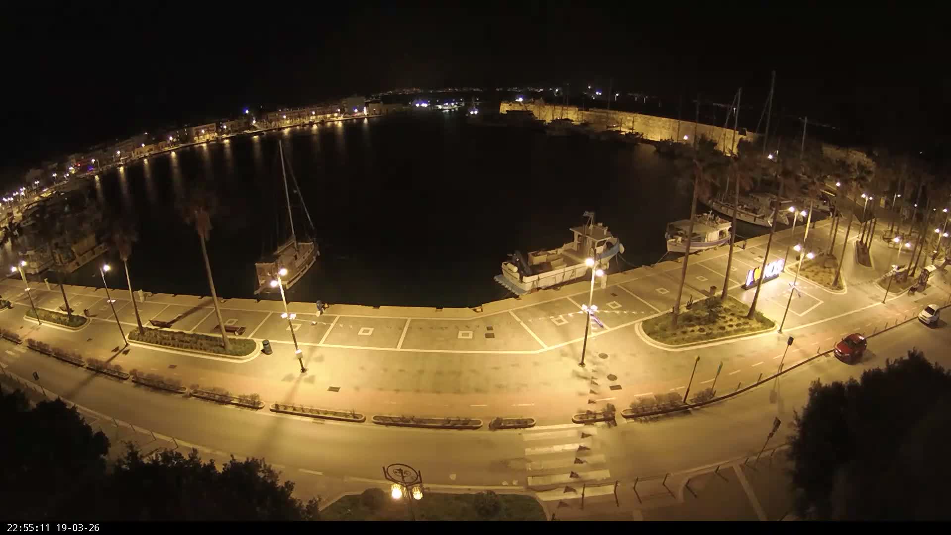 Kos City, Kos Island Harbour, Nerantzia Castle & Turkey Mainland View Live Cam - Kos, Dodacanese,  South Aegean (Periféreia Notíou Aigaíou), Greece