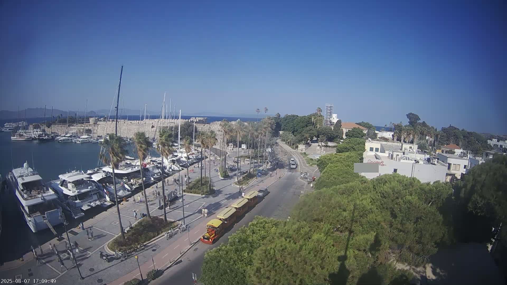 Kos City, Kos Island Harbour, Nerantzia Castle towards East View Live Cam - Kos, Dodacanese, South Aegean (Periféreia Notíou Aigaíou), Greece