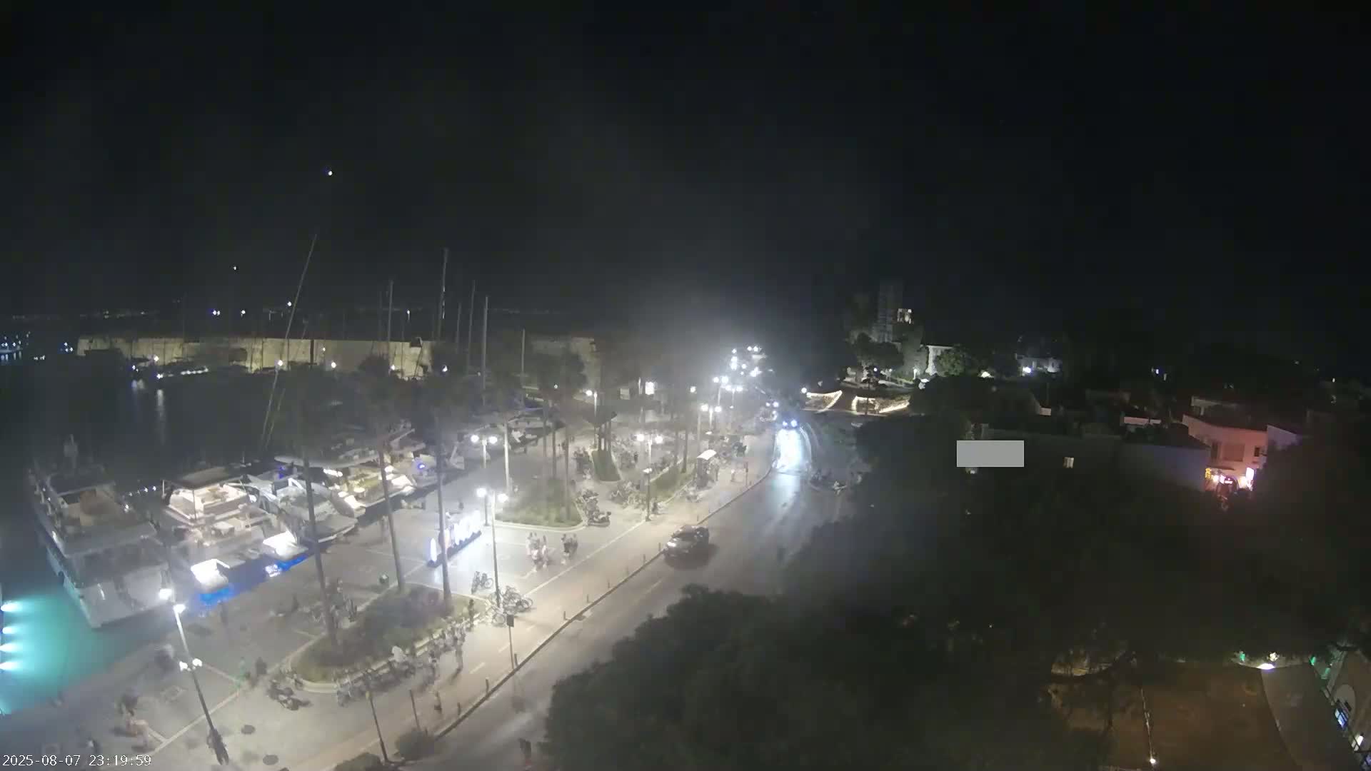 Kos City, Kos Island Harbour, Nerantzia Castle towards East View Live Cam - Kos, Dodacanese, South Aegean (Periféreia Notíou Aigaíou), Greece