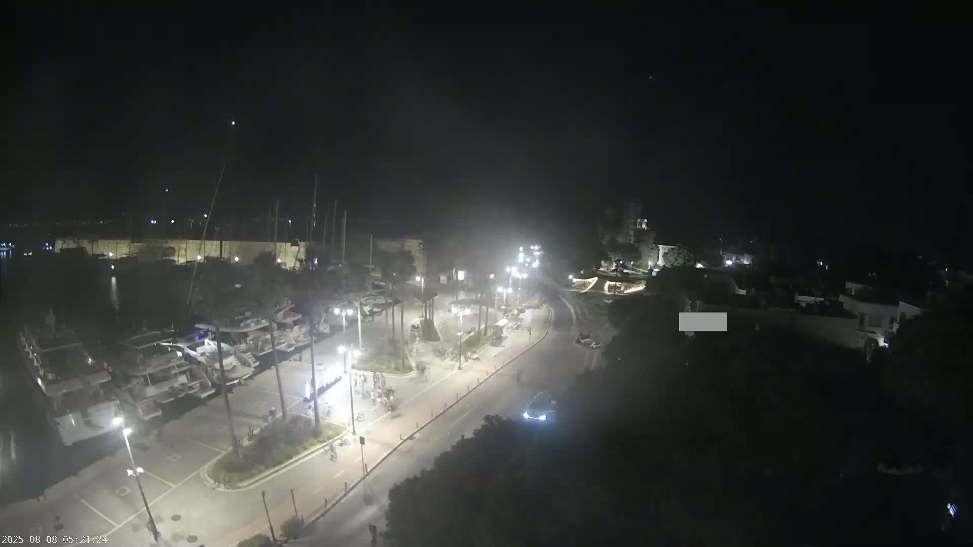 Kos City, Kos Island Harbour, Nerantzia Castle towards East View Live Cam - Kos, Dodacanese, South Aegean (Periféreia Notíou Aigaíou), Greece