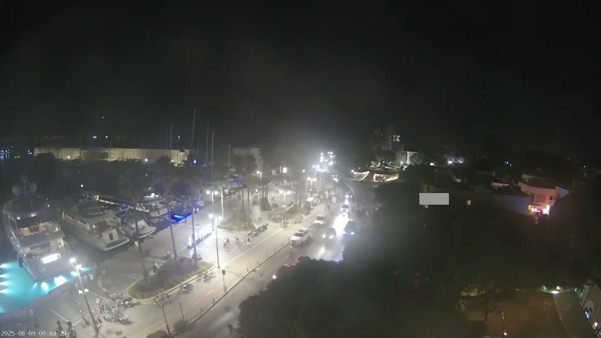 Kos City, Kos Island Harbour, Nerantzia Castle towards East View Live Cam - Kos, Dodacanese, South Aegean (Periféreia Notíou Aigaíou), Greece