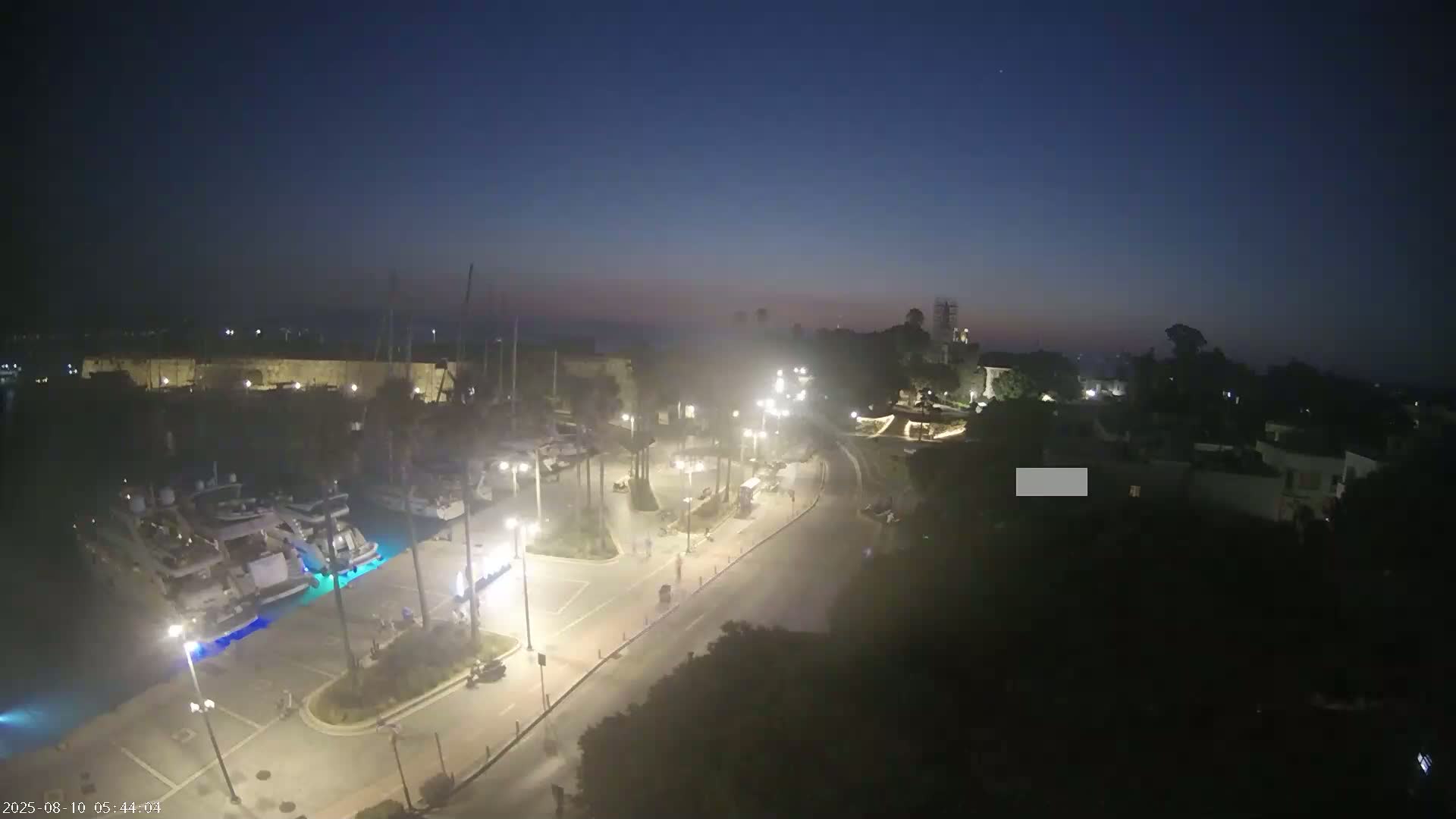 Kos City, Kos Island Harbour, Nerantzia Castle towards East View Live Cam - Kos, Dodacanese, South Aegean (Periféreia Notíou Aigaíou), Greece