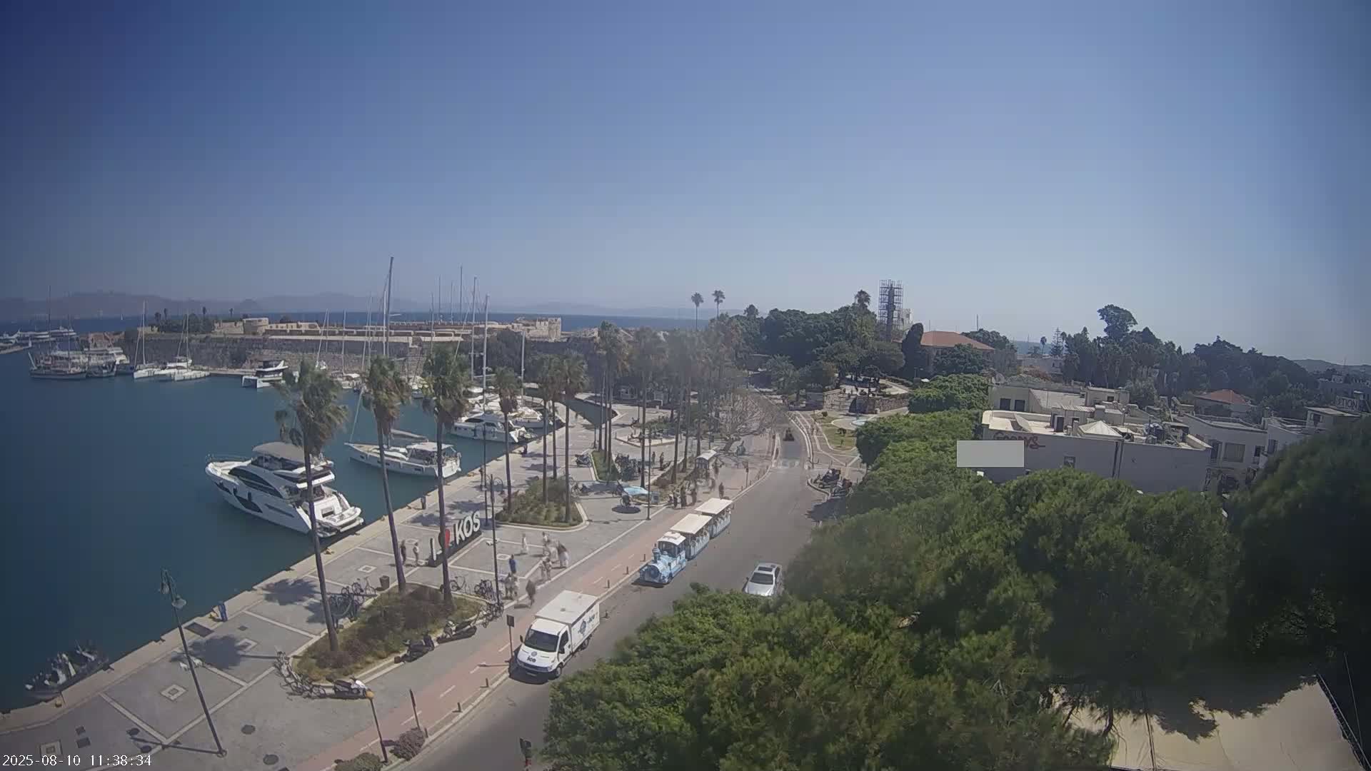 Kos City, Kos Island Harbour, Nerantzia Castle towards East View Live Cam - Kos, Dodacanese, South Aegean (Periféreia Notíou Aigaíou), Greece