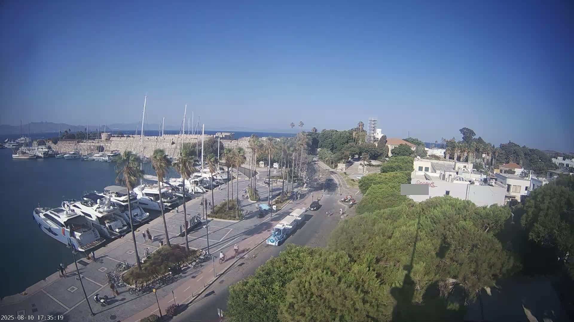 Kos City, Kos Island Harbour, Nerantzia Castle towards East View Live Cam - Kos, Dodacanese, South Aegean (Periféreia Notíou Aigaíou), Greece