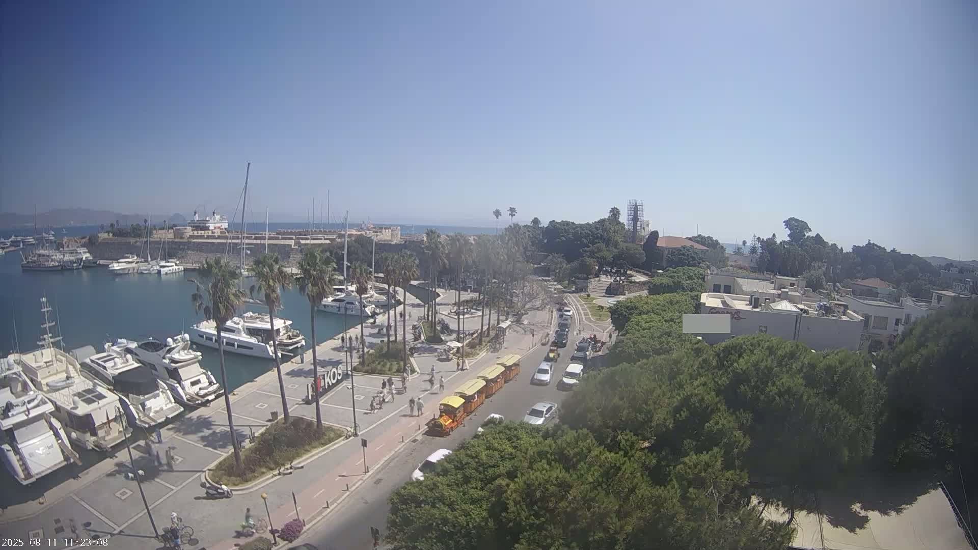 Kos City, Kos Island Harbour, Nerantzia Castle towards East View Live Cam - Kos, Dodacanese, South Aegean (Periféreia Notíou Aigaíou), Greece